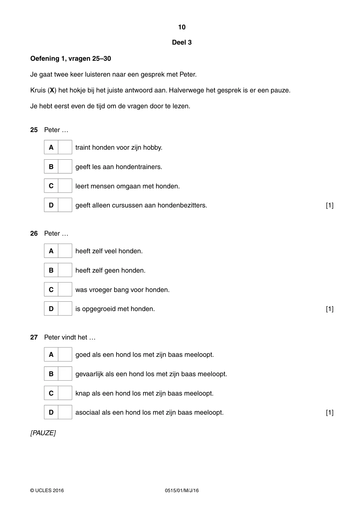 Cambridge IGCSE Dutch - Foreign Language 0515 2016 May/June Paper 1 · Variant 0 question paper, page 10 of 12