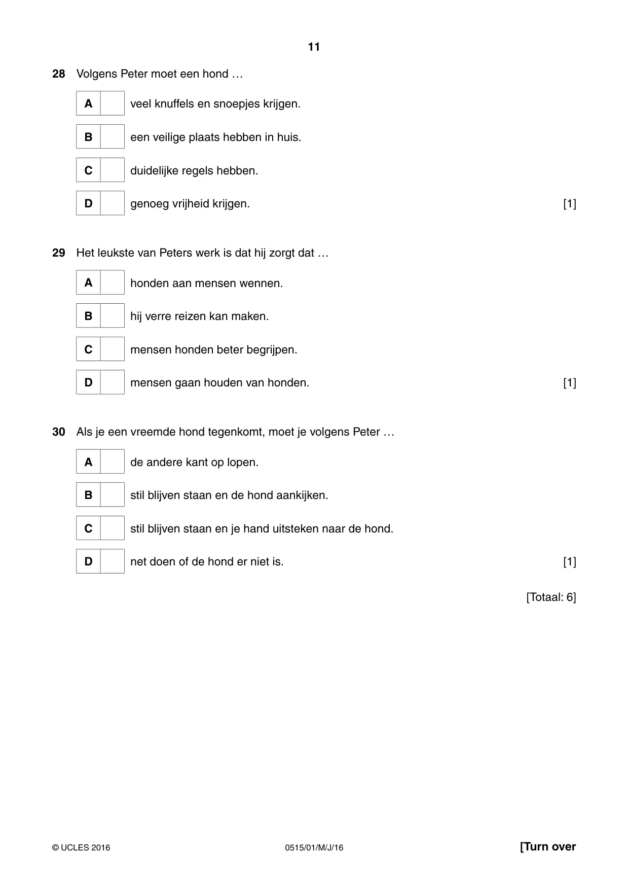 Cambridge IGCSE Dutch - Foreign Language 0515 2016 May/June Paper 1 · Variant 0 question paper, page 11 of 12