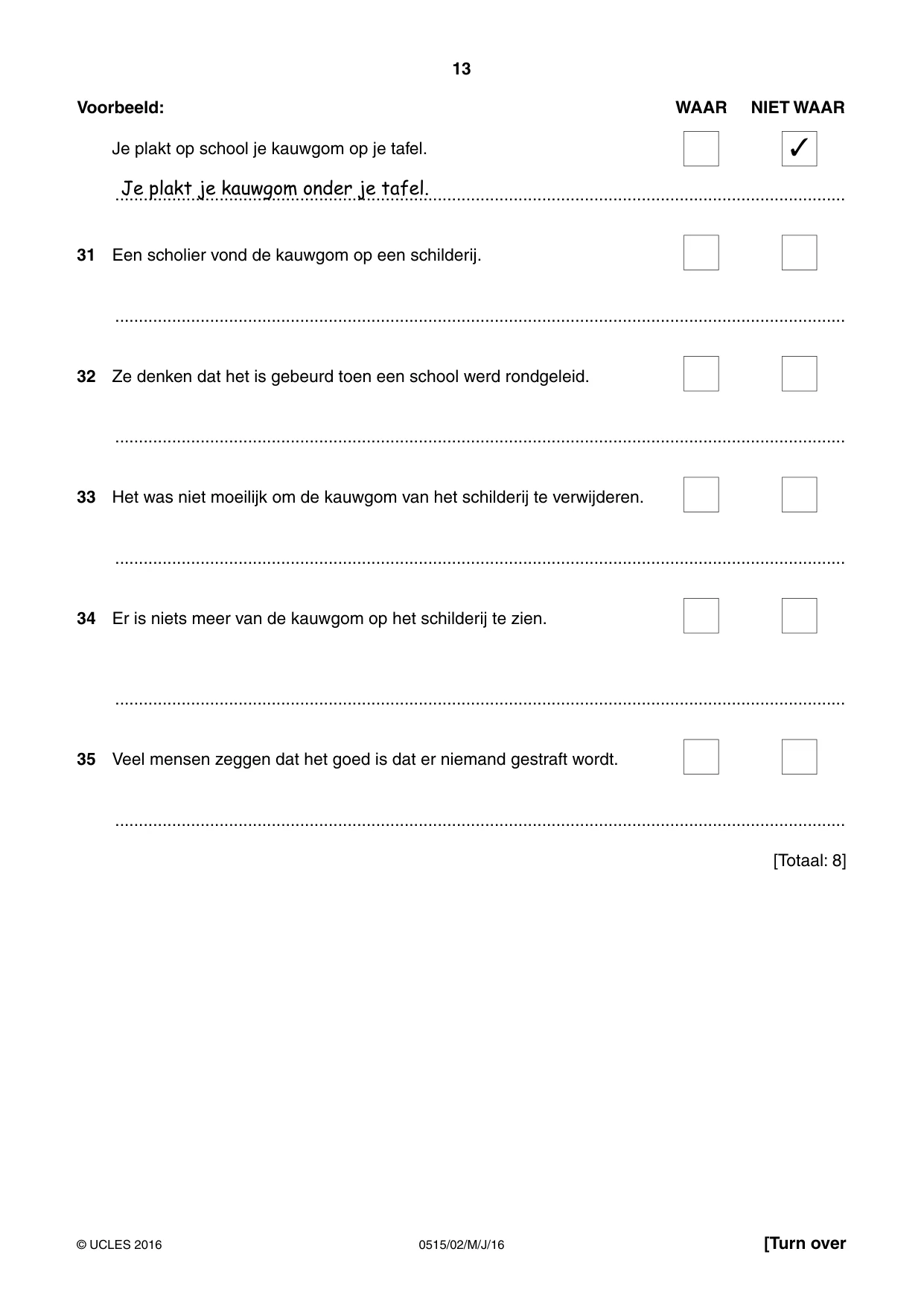 Cambridge IGCSE Dutch - Foreign Language 0515 2016 May/June Paper 2 · Variant 0 question paper, page 13 of 16