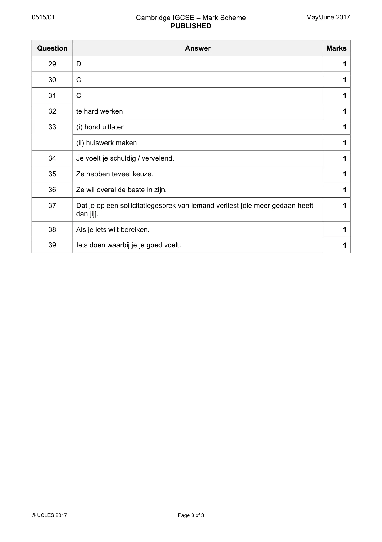Mark scheme, page 3 of 3