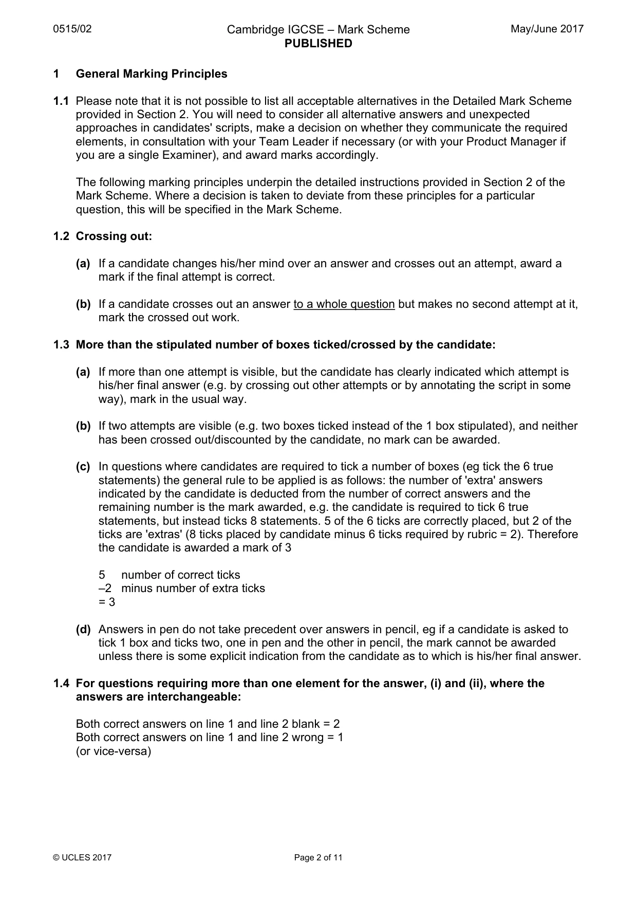 Mark scheme, page 2 of 11