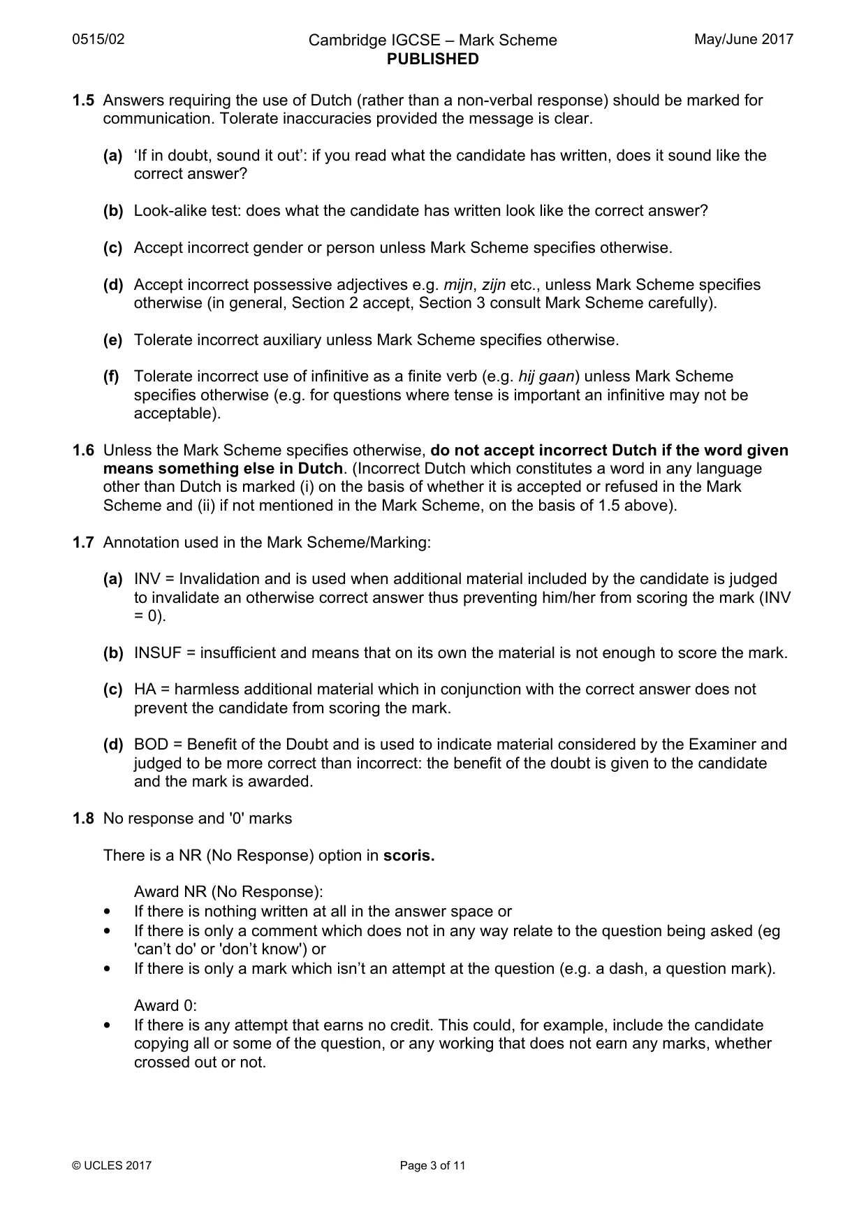 Mark scheme, page 3 of 11