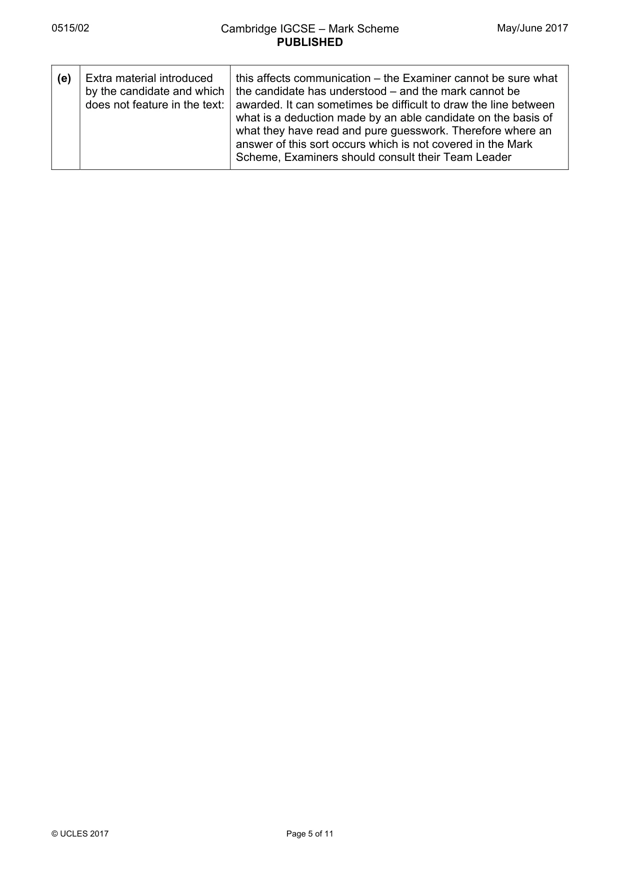 Mark scheme, page 5 of 11