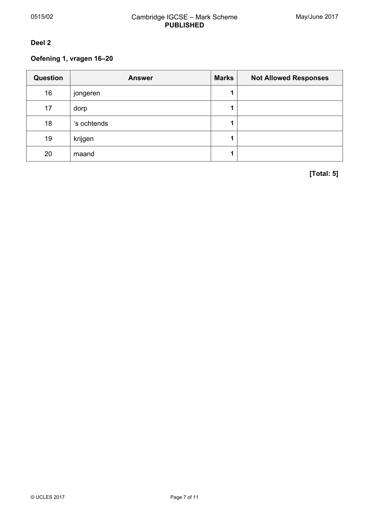 Mark scheme, page 7 of 11