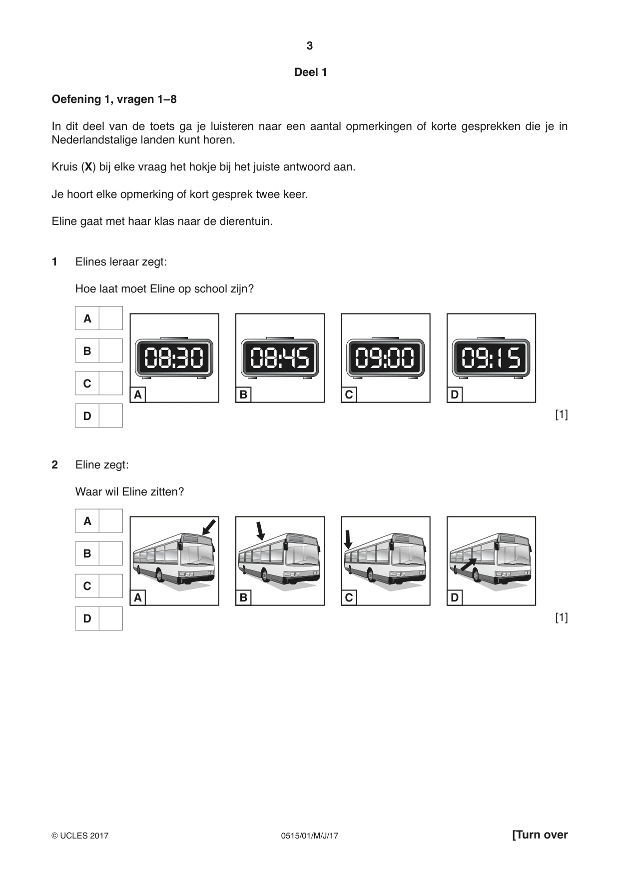 Cambridge IGCSE Dutch - Foreign Language 0515 2017 May/June Paper 1 · Variant 1 question paper, page 3 of 12