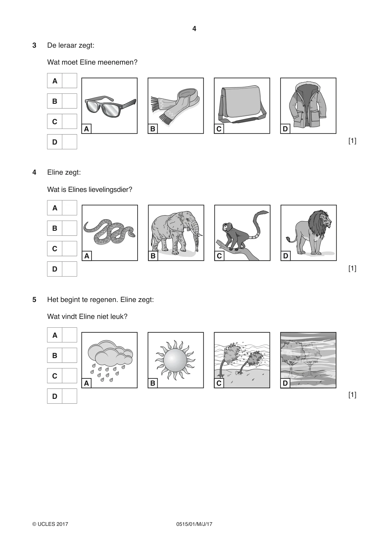 Cambridge IGCSE Dutch - Foreign Language 0515 2017 May/June Paper 1 · Variant 1 question paper, page 4 of 12