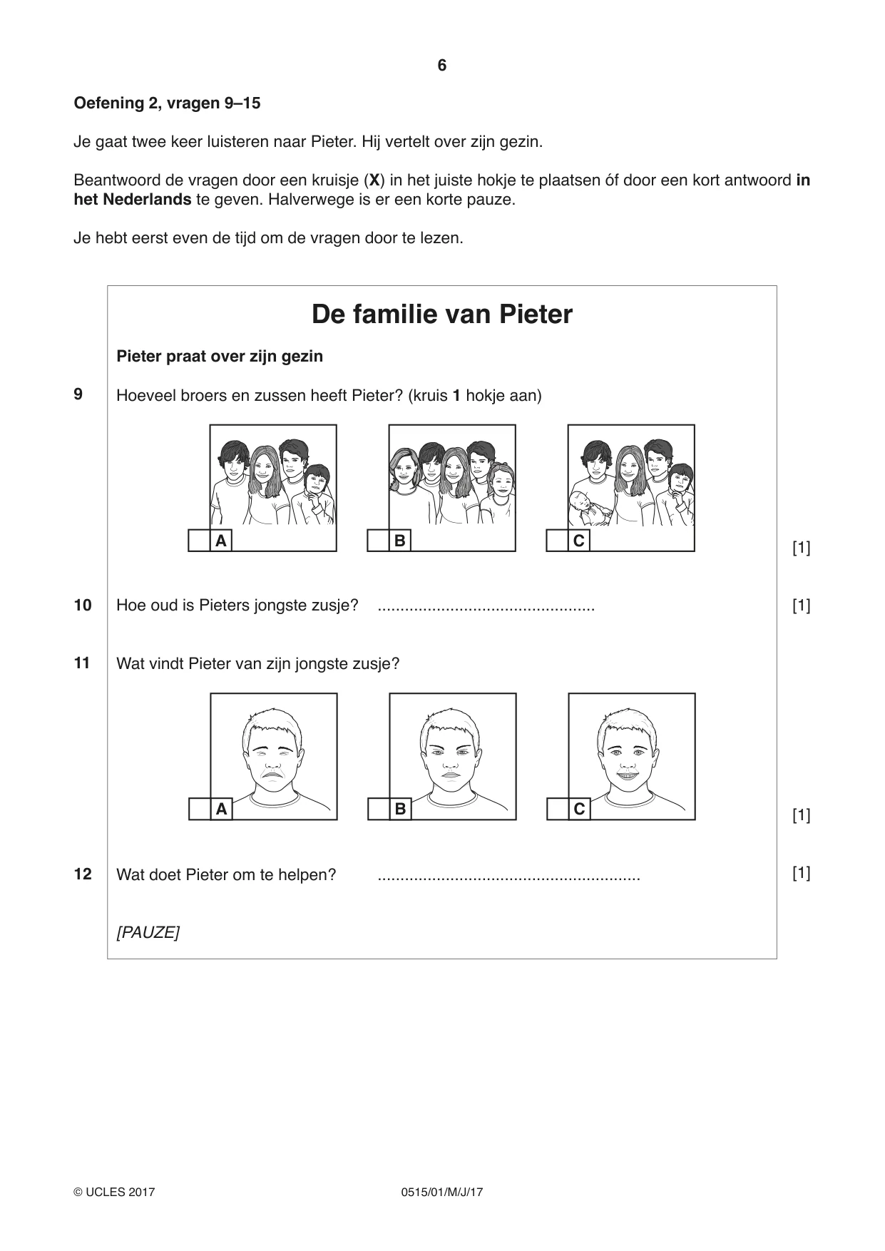 Cambridge IGCSE Dutch - Foreign Language 0515 2017 May/June Paper 1 · Variant 1 question paper, page 6 of 12
