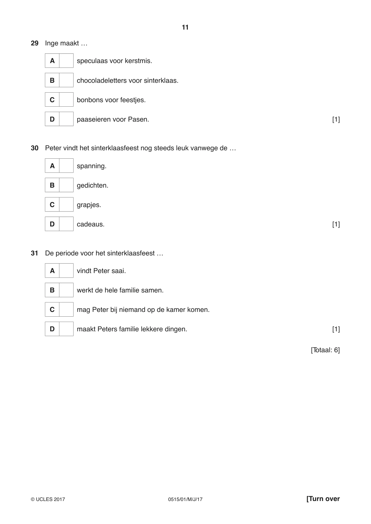 Cambridge IGCSE Dutch - Foreign Language 0515 2017 May/June Paper 1 · Variant 1 question paper, page 11 of 12