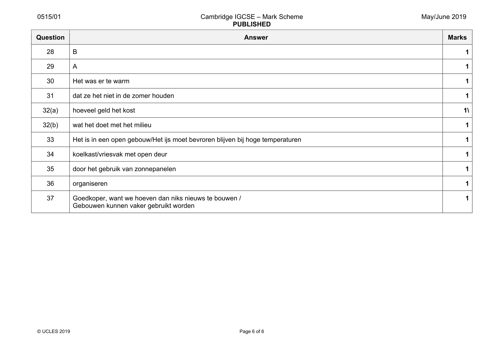 Mark scheme, page 6 of 6