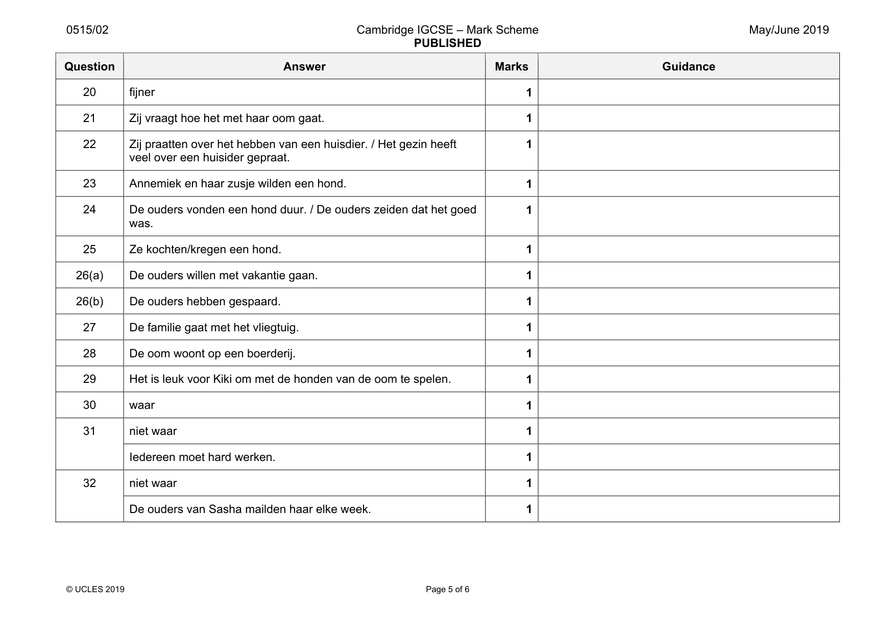 Mark scheme, page 5 of 6