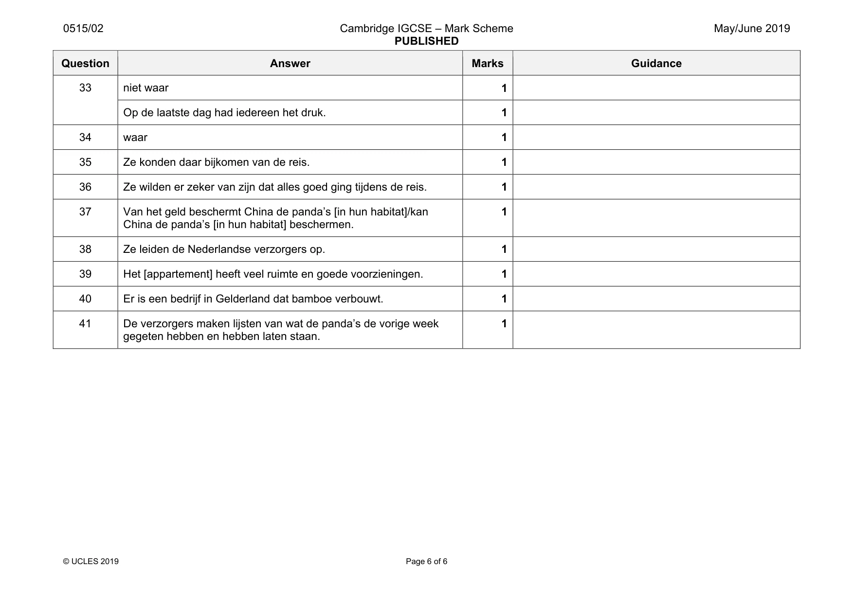 Mark scheme, page 6 of 6