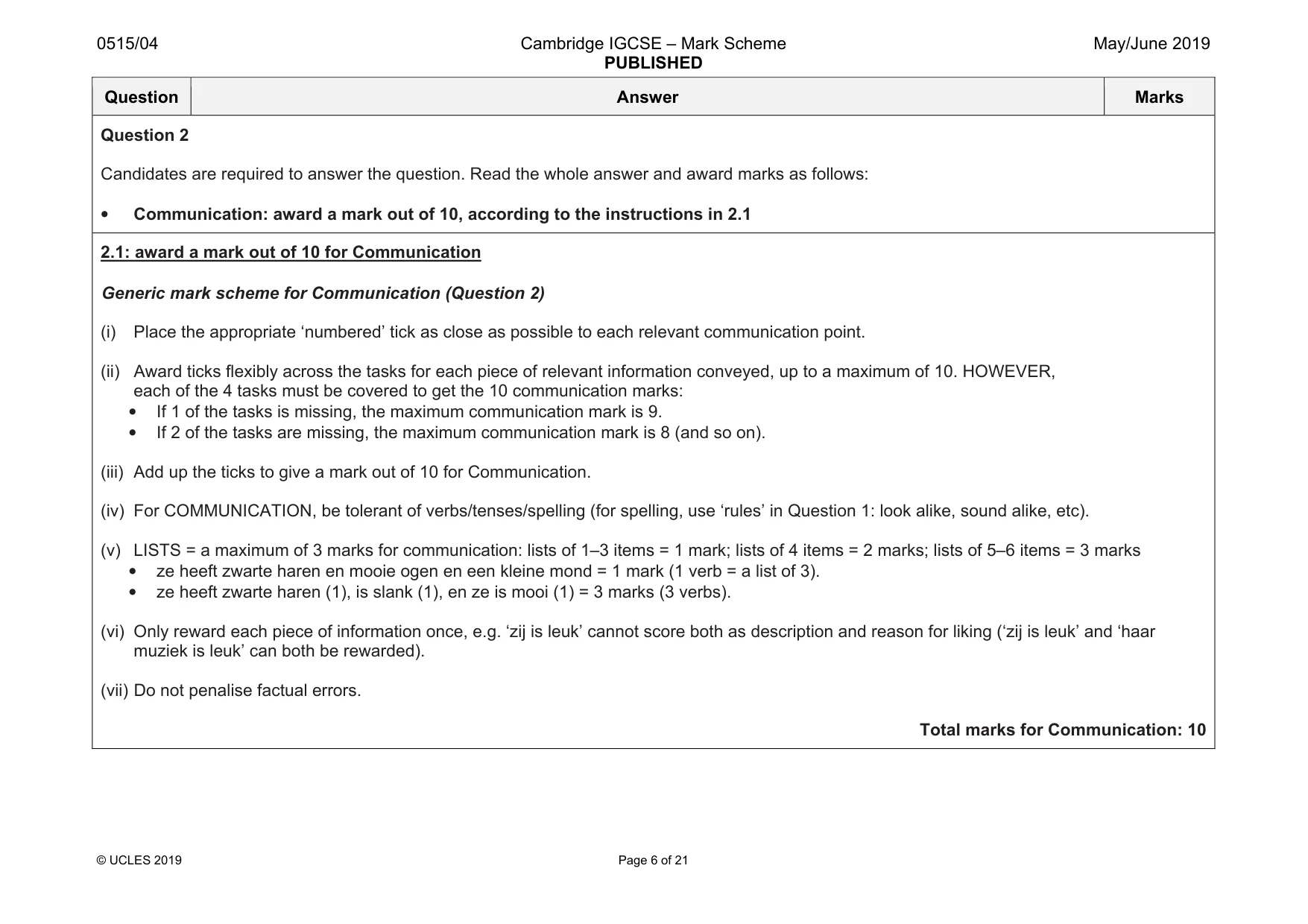 Mark scheme, page 6 of 21