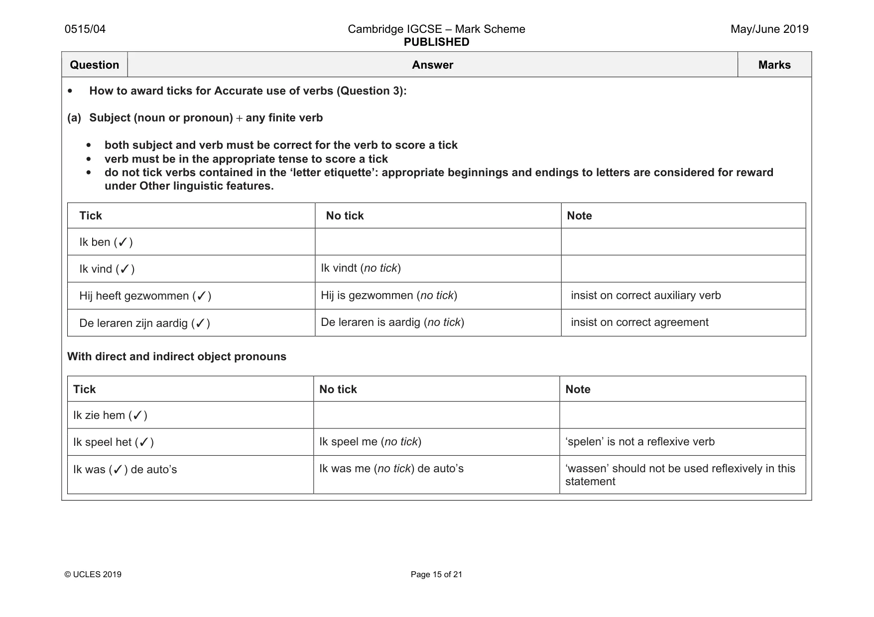 Mark scheme, page 15 of 21