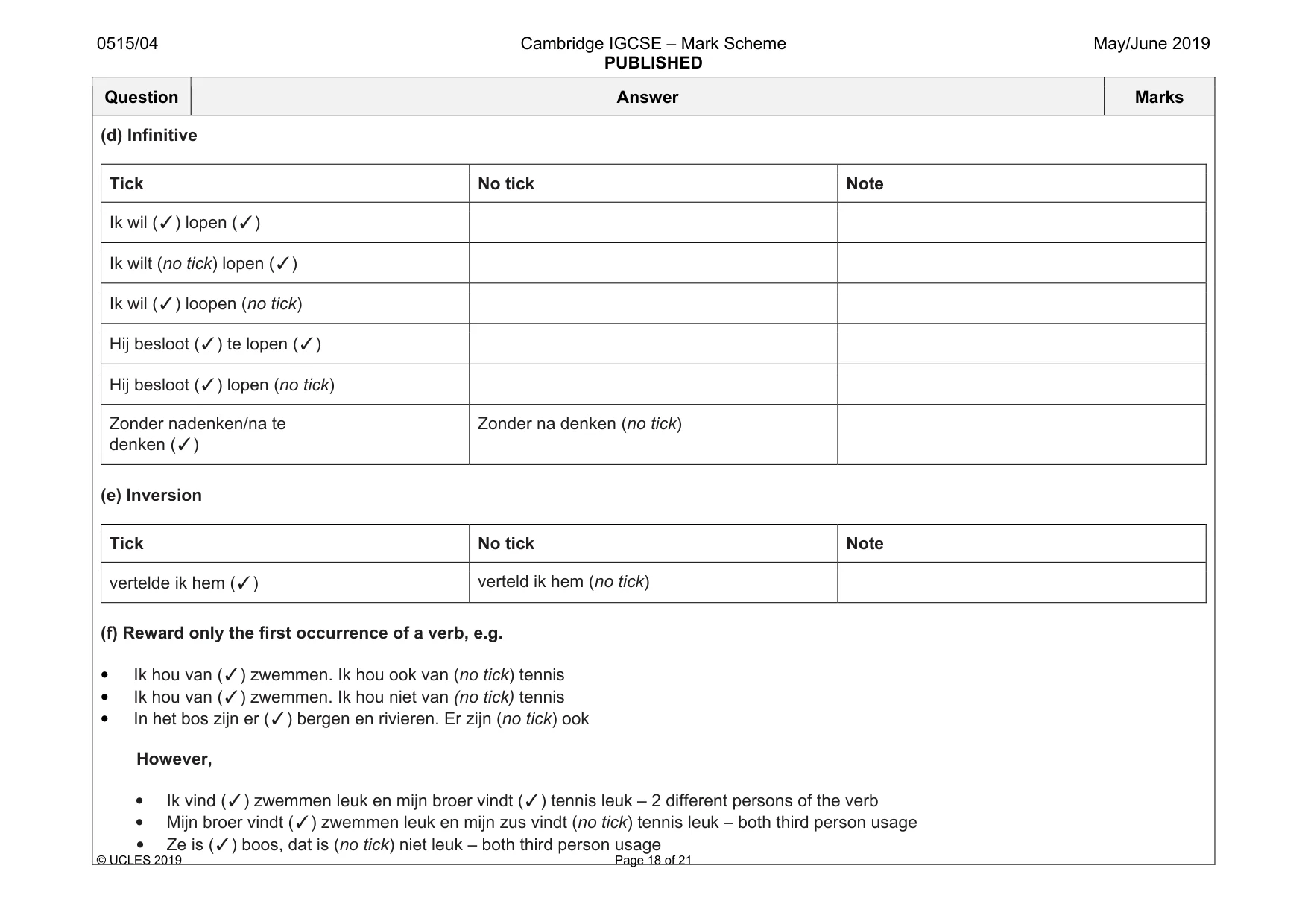 Mark scheme, page 18 of 21