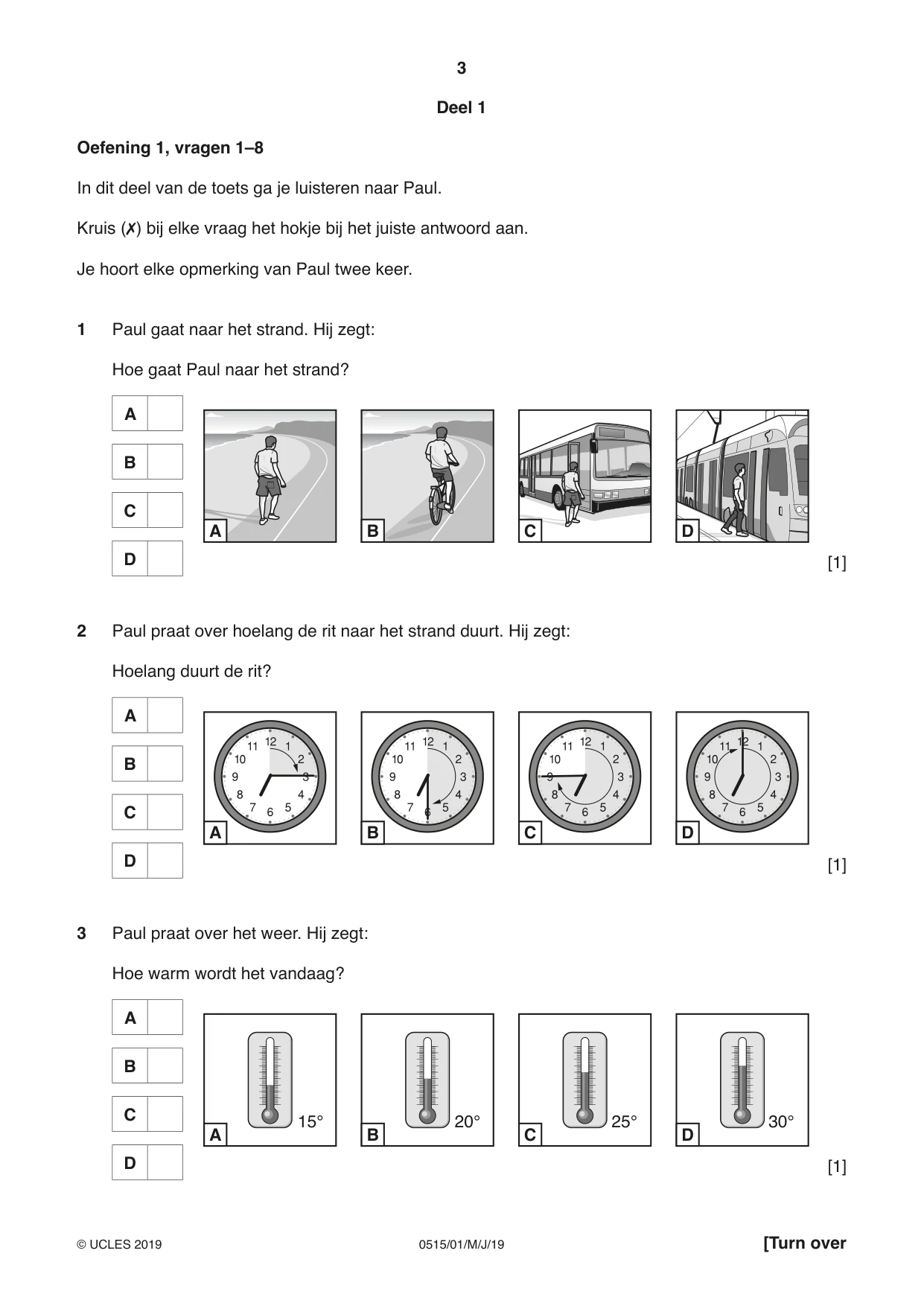 Cambridge IGCSE Dutch - Foreign Language 0515 2019 May/June Paper 1 · Variant 1 question paper, page 3 of 16