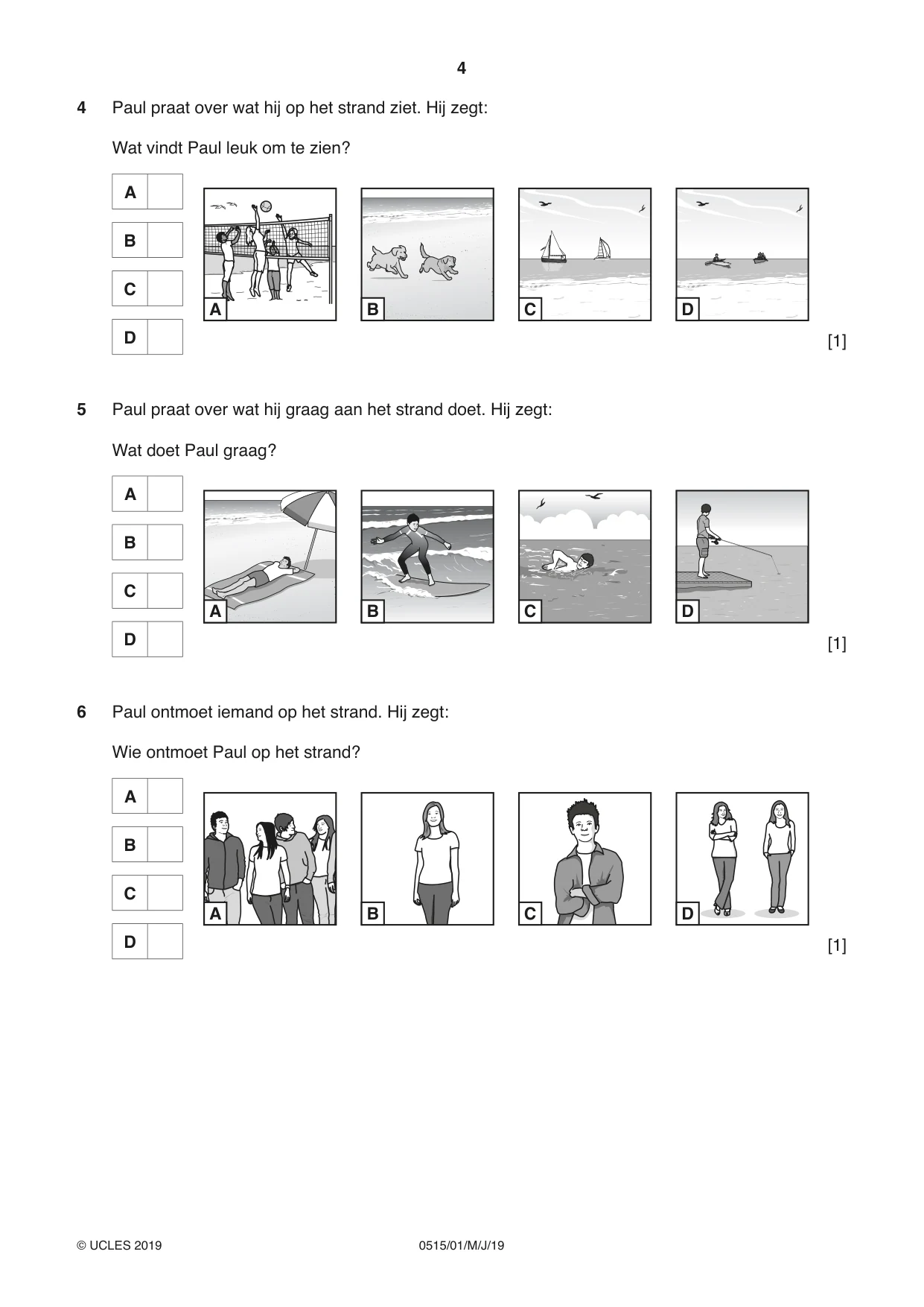 Cambridge IGCSE Dutch - Foreign Language 0515 2019 May/June Paper 1 · Variant 1 question paper, page 4 of 16