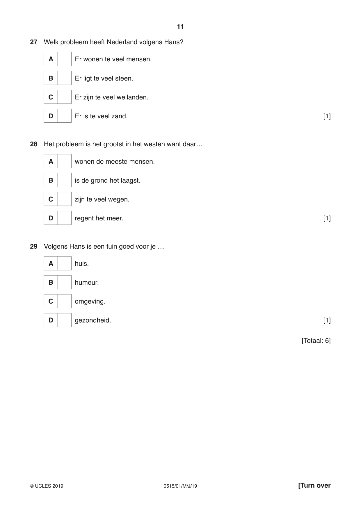 Cambridge IGCSE Dutch - Foreign Language 0515 2019 May/June Paper 1 · Variant 1 question paper, page 11 of 16