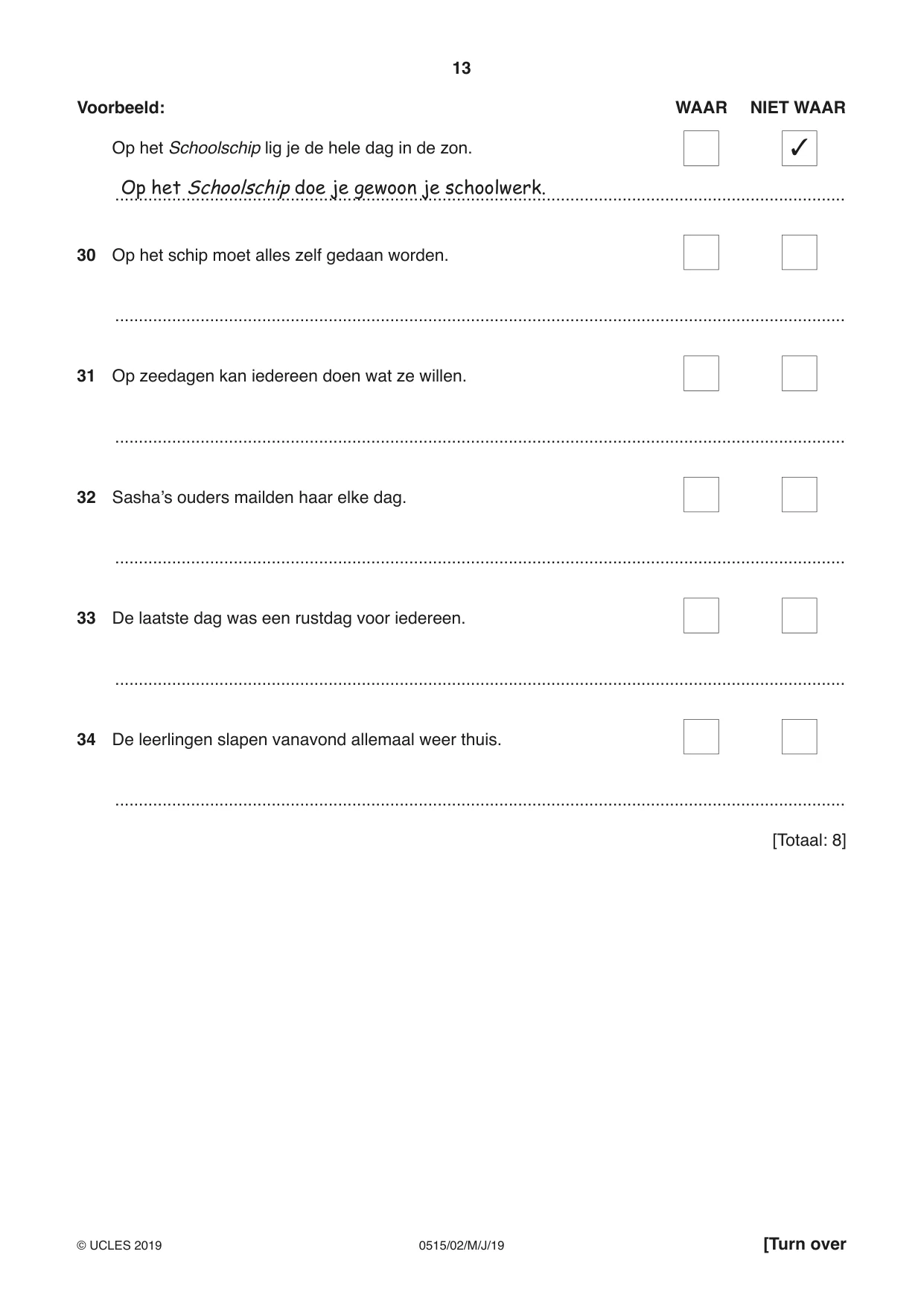 Cambridge IGCSE Dutch - Foreign Language 0515 2019 May/June Paper 2 · Variant 1 question paper, page 13 of 16