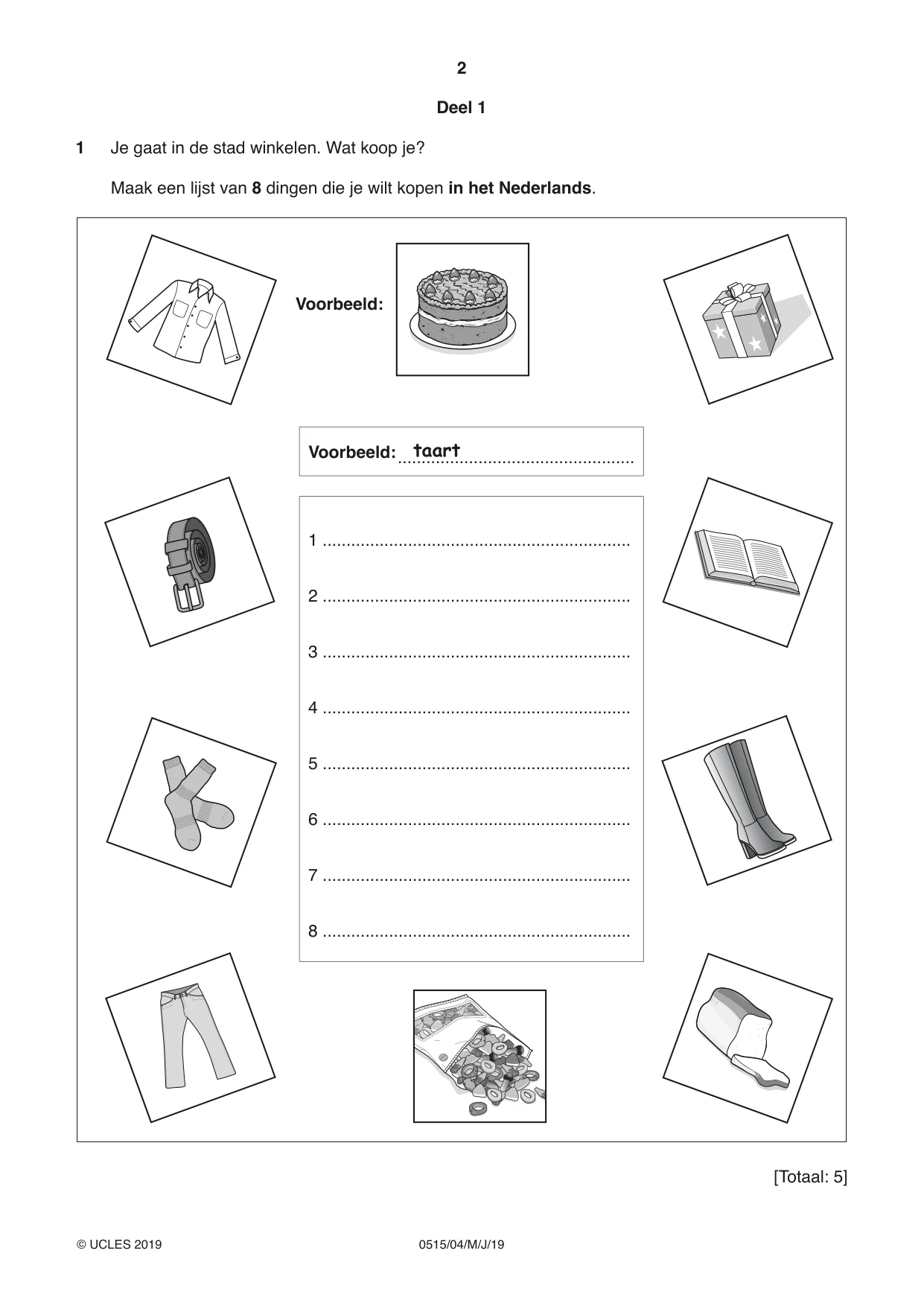 Cambridge IGCSE Dutch - Foreign Language 0515 2019 May/June Paper 4 · Variant 1 question paper, page 2 of 8