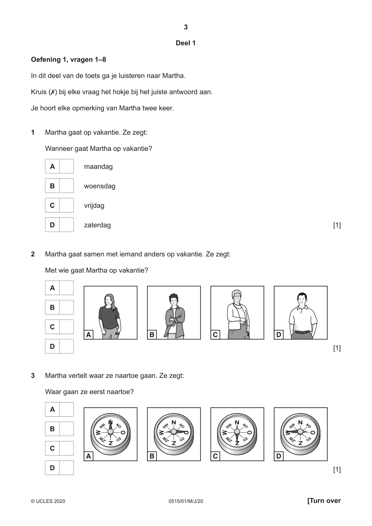 Cambridge IGCSE Dutch - Foreign Language 0515 2020 May/June Paper 1 · Variant 0 question paper, page 3 of 16