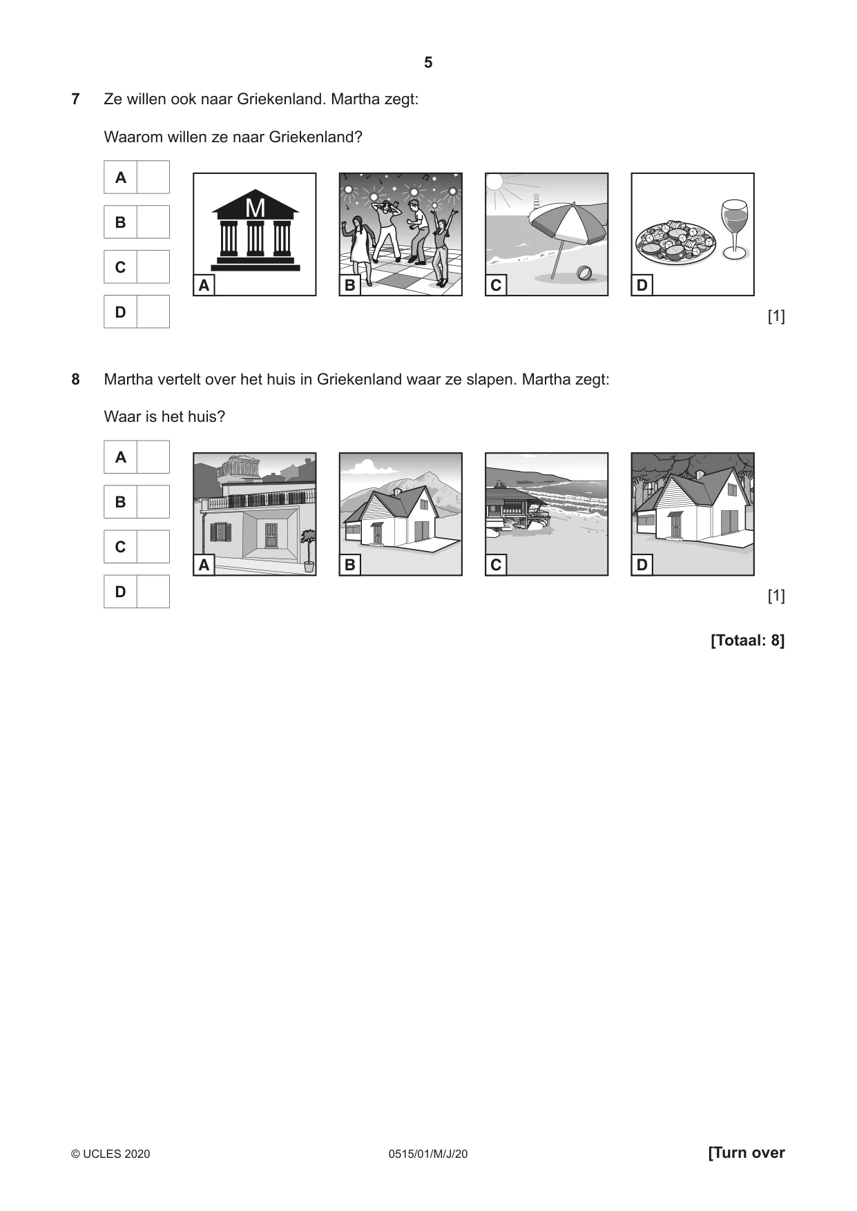 Cambridge IGCSE Dutch - Foreign Language 0515 2020 May/June Paper 1 · Variant 0 question paper, page 5 of 16