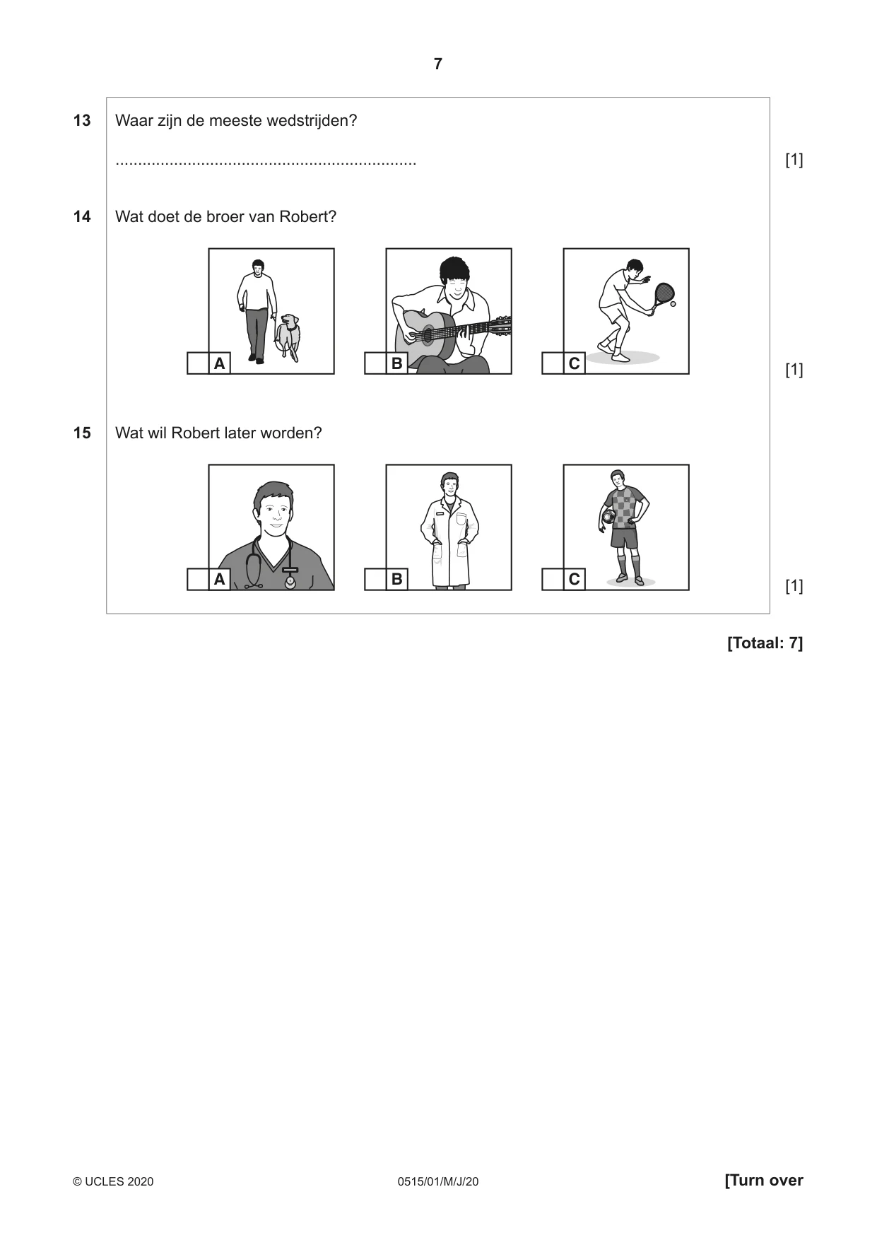 Cambridge IGCSE Dutch - Foreign Language 0515 2020 May/June Paper 1 · Variant 0 question paper, page 7 of 16