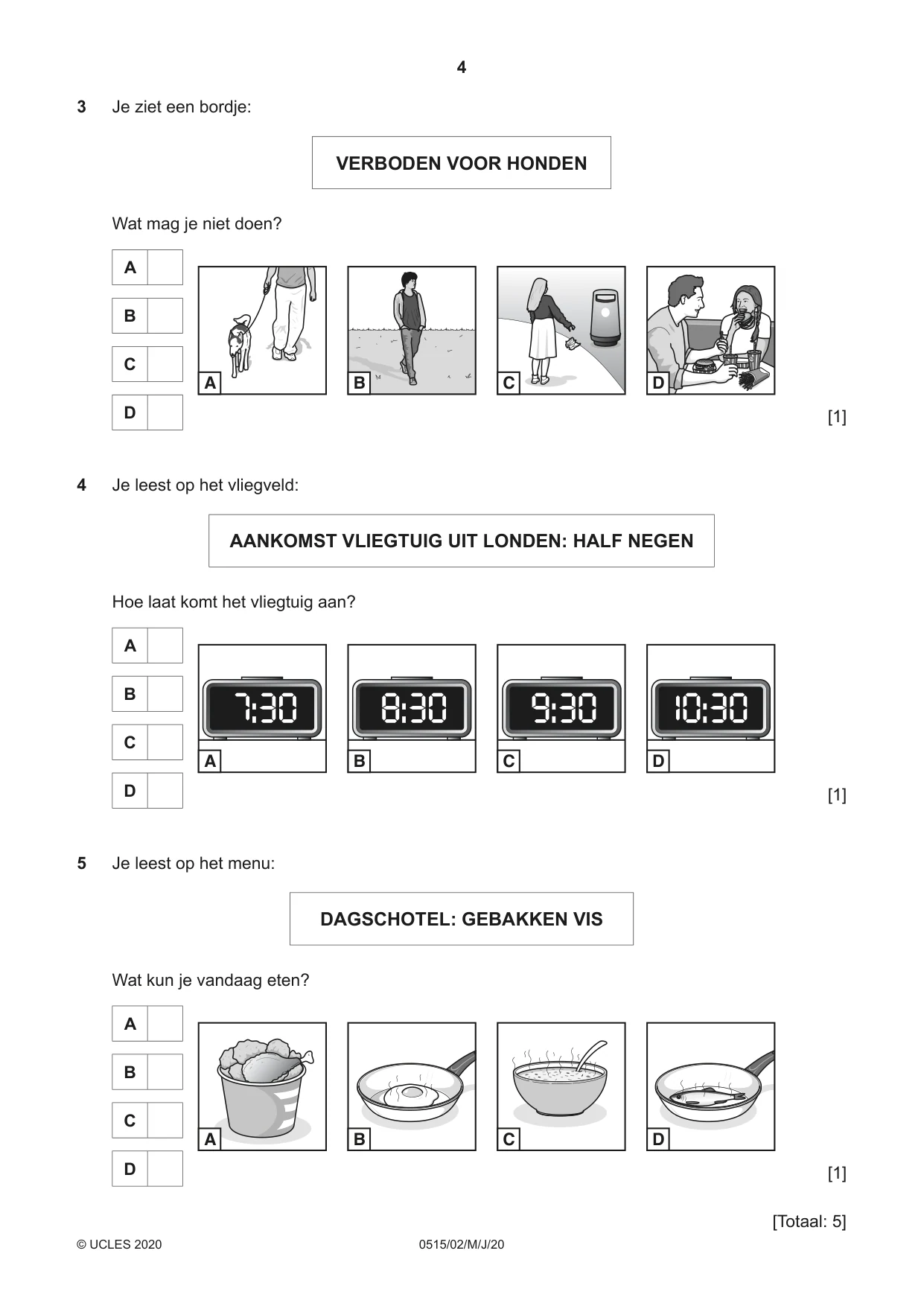 Cambridge IGCSE Dutch - Foreign Language 0515 2020 May/June Paper 2 · Variant 0 question paper, page 4 of 16