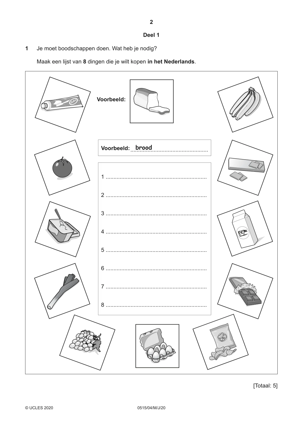 Cambridge IGCSE Dutch - Foreign Language 0515 2020 May/June Paper 4 · Variant 0 question paper, page 2 of 8