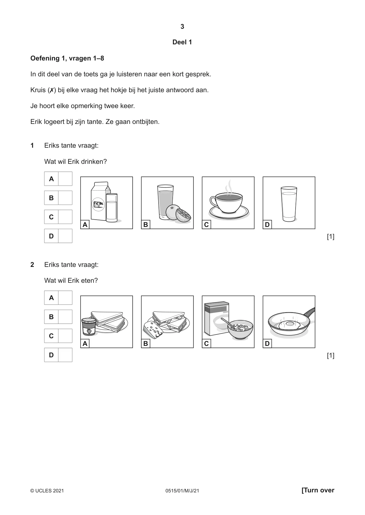 Cambridge IGCSE Dutch - Foreign Language 0515 2021 May/June Paper 1 · Variant 0 question paper, page 3 of 16