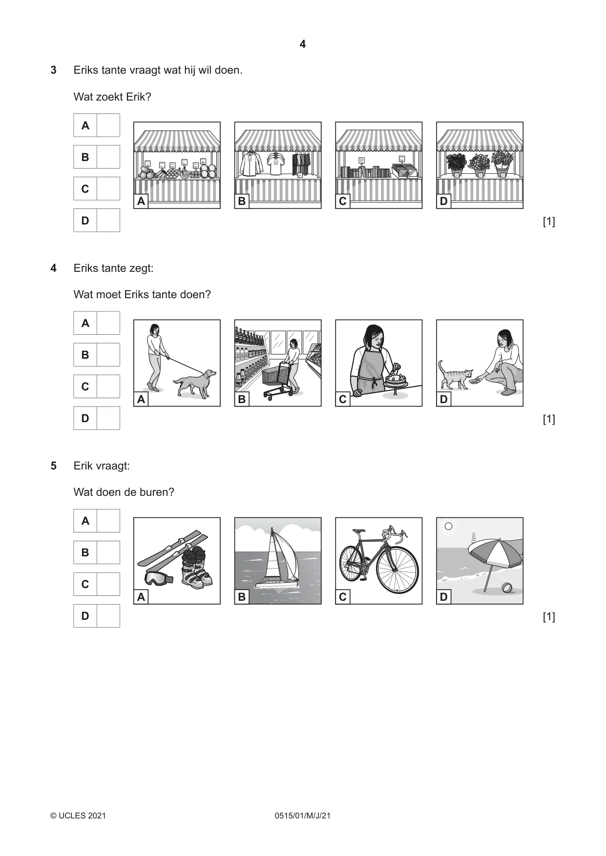 Cambridge IGCSE Dutch - Foreign Language 0515 2021 May/June Paper 1 · Variant 0 question paper, page 4 of 16