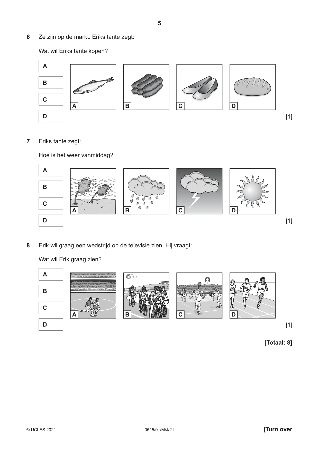 Cambridge IGCSE Dutch - Foreign Language 0515 2021 May/June Paper 1 · Variant 0 question paper, page 5 of 16