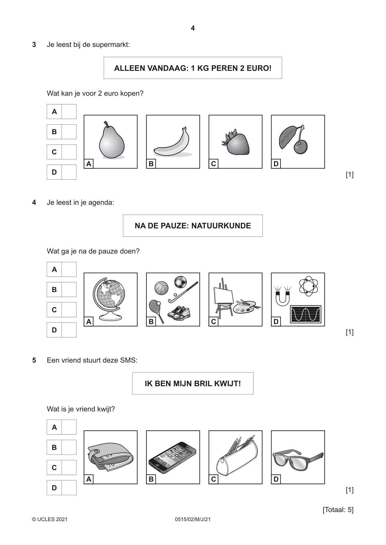 Cambridge IGCSE Dutch - Foreign Language 0515 2021 May/June Paper 2 · Variant 0 question paper, page 4 of 16
