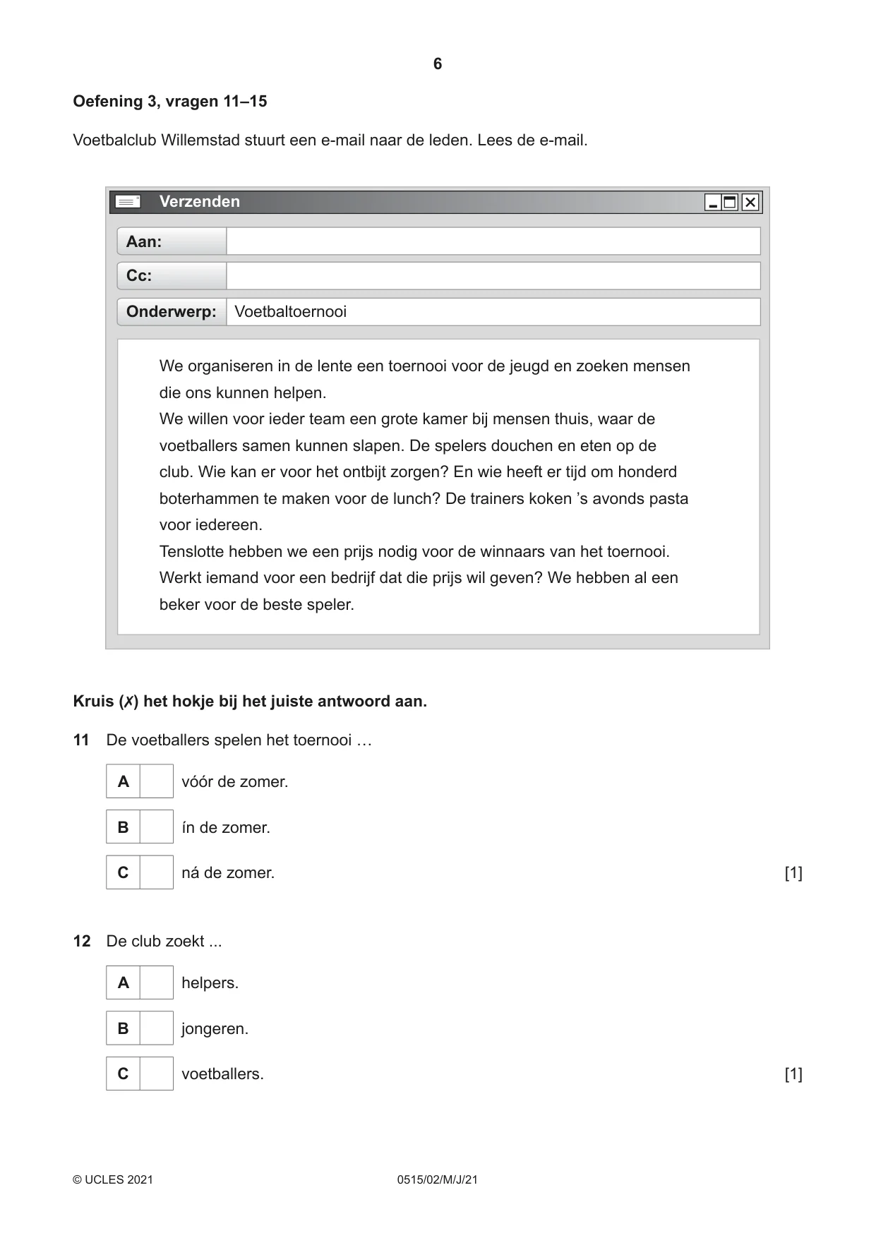 Cambridge IGCSE Dutch - Foreign Language 0515 2021 May/June Paper 2 · Variant 0 question paper, page 6 of 16
