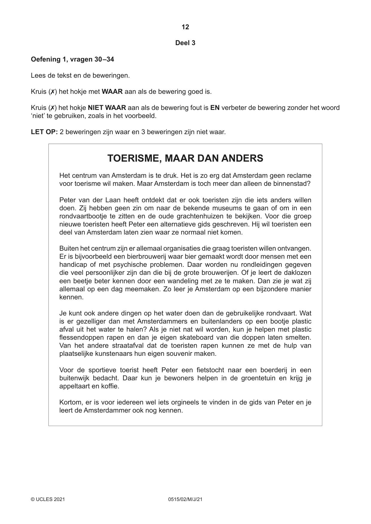 Cambridge IGCSE Dutch - Foreign Language 0515 2021 May/June Paper 2 · Variant 0 question paper, page 12 of 16