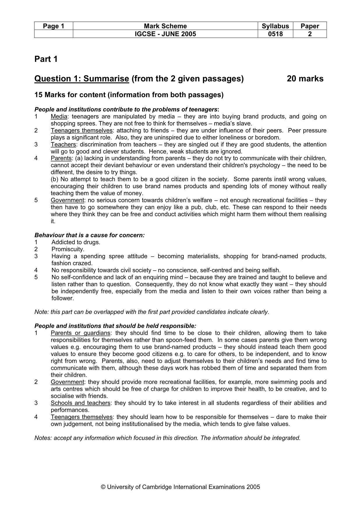 Mark scheme, page 3 of 7