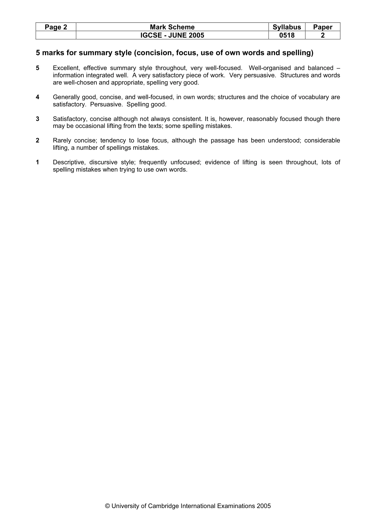 Mark scheme, page 4 of 7