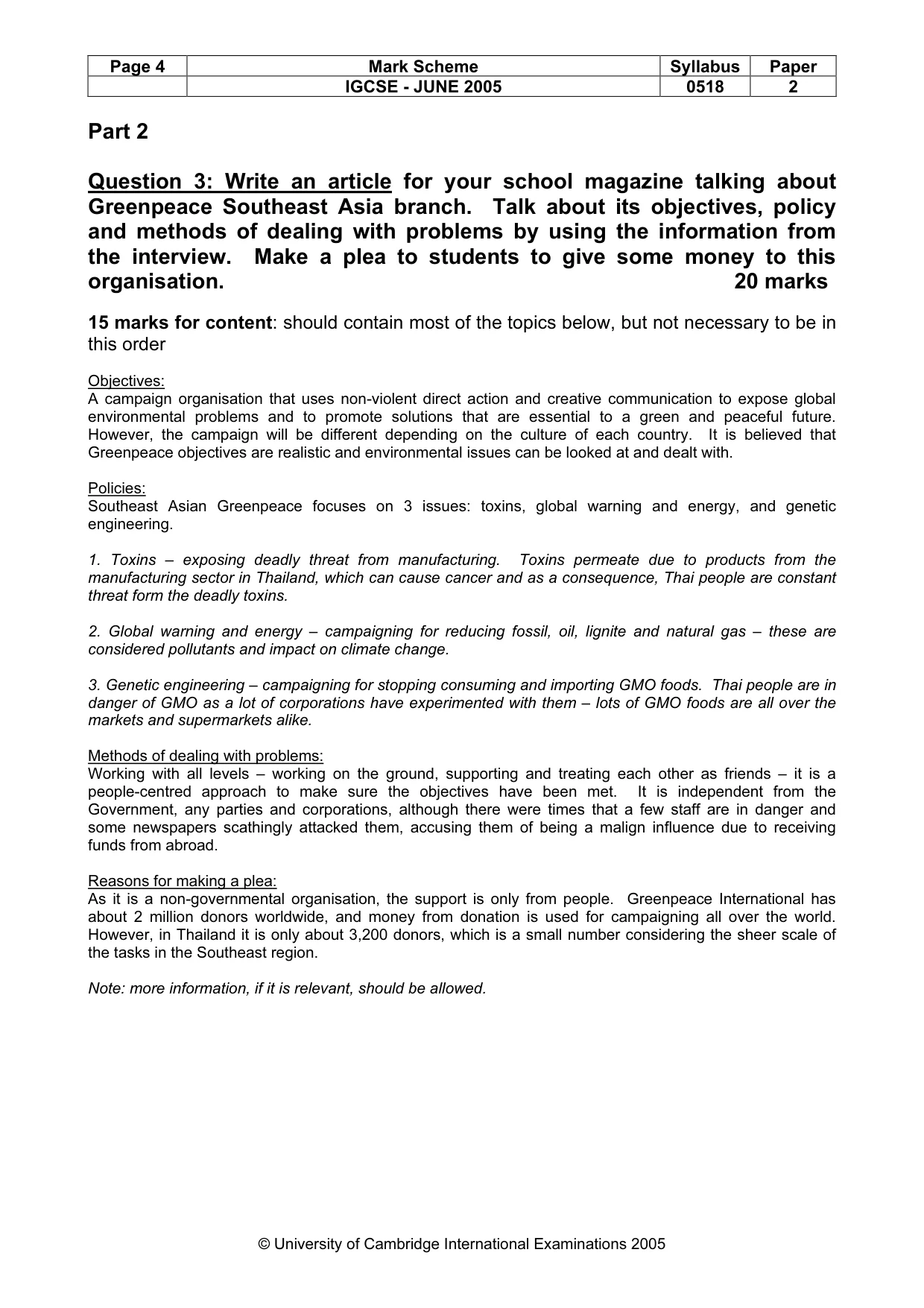 Mark scheme, page 6 of 7