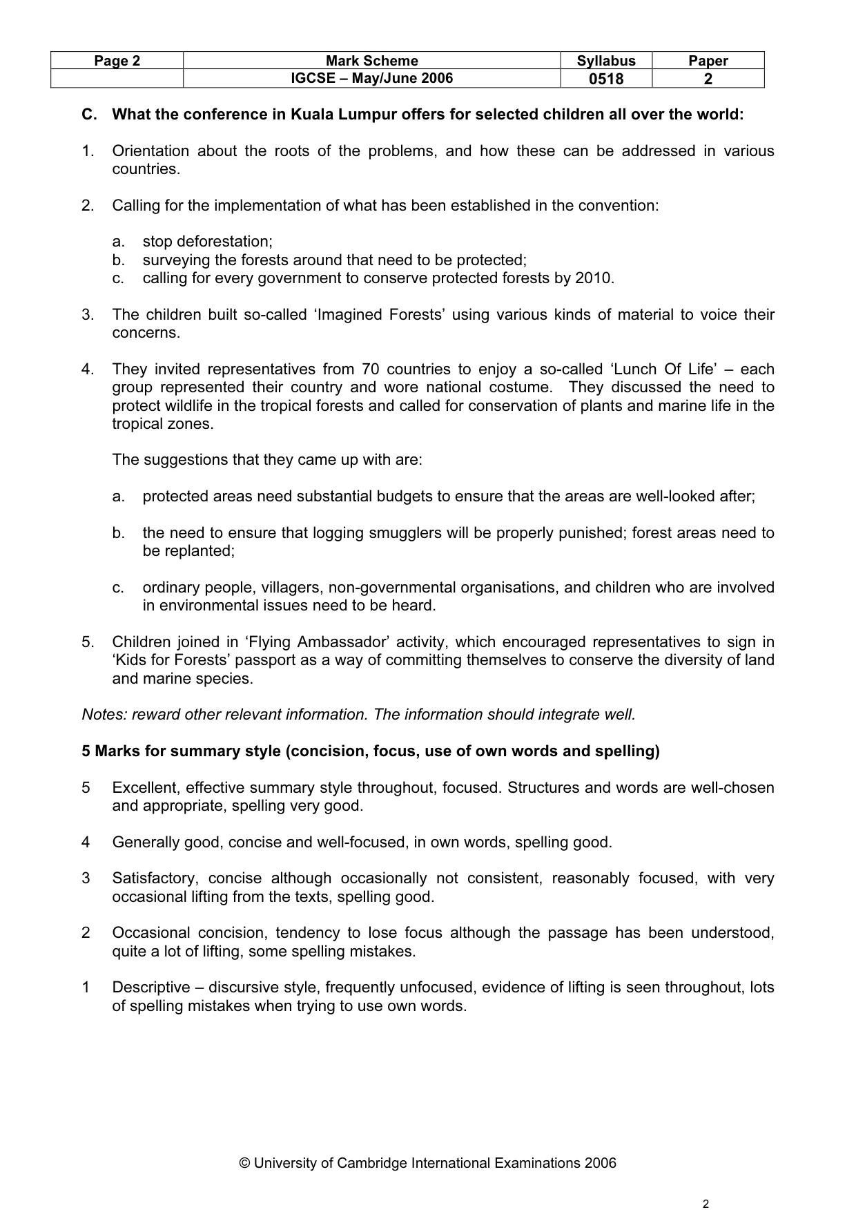Mark scheme, page 3 of 6