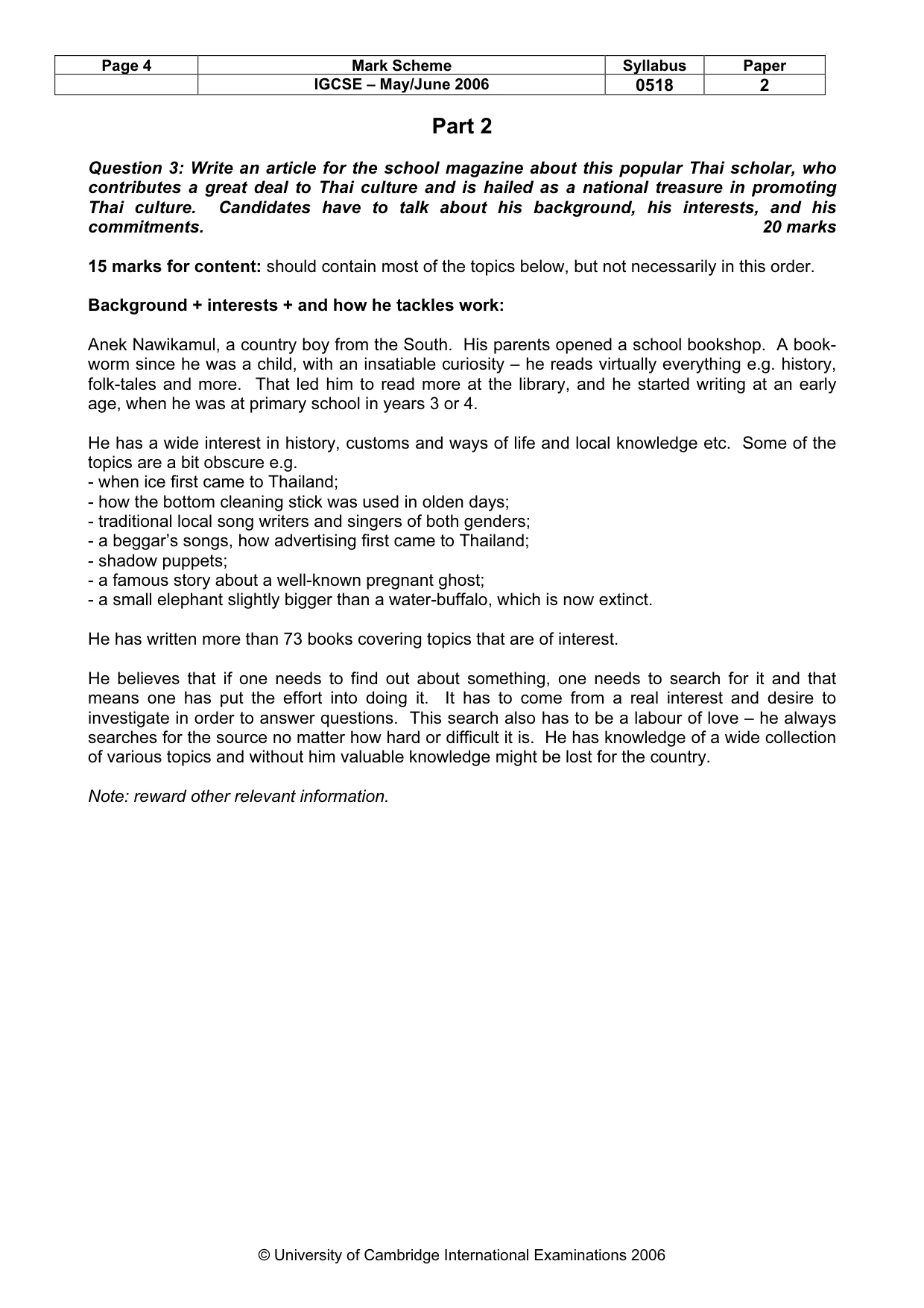 Mark scheme, page 5 of 6