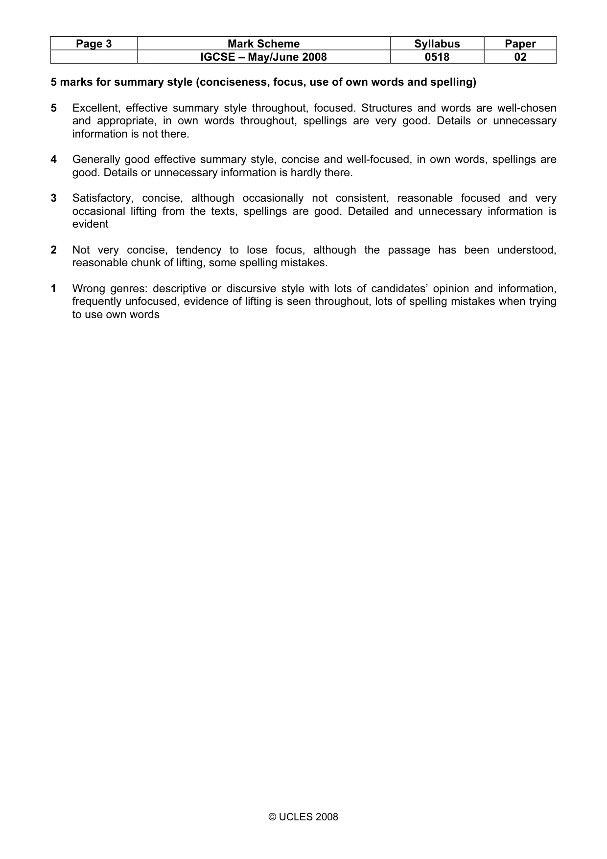 Mark scheme, page 3 of 6