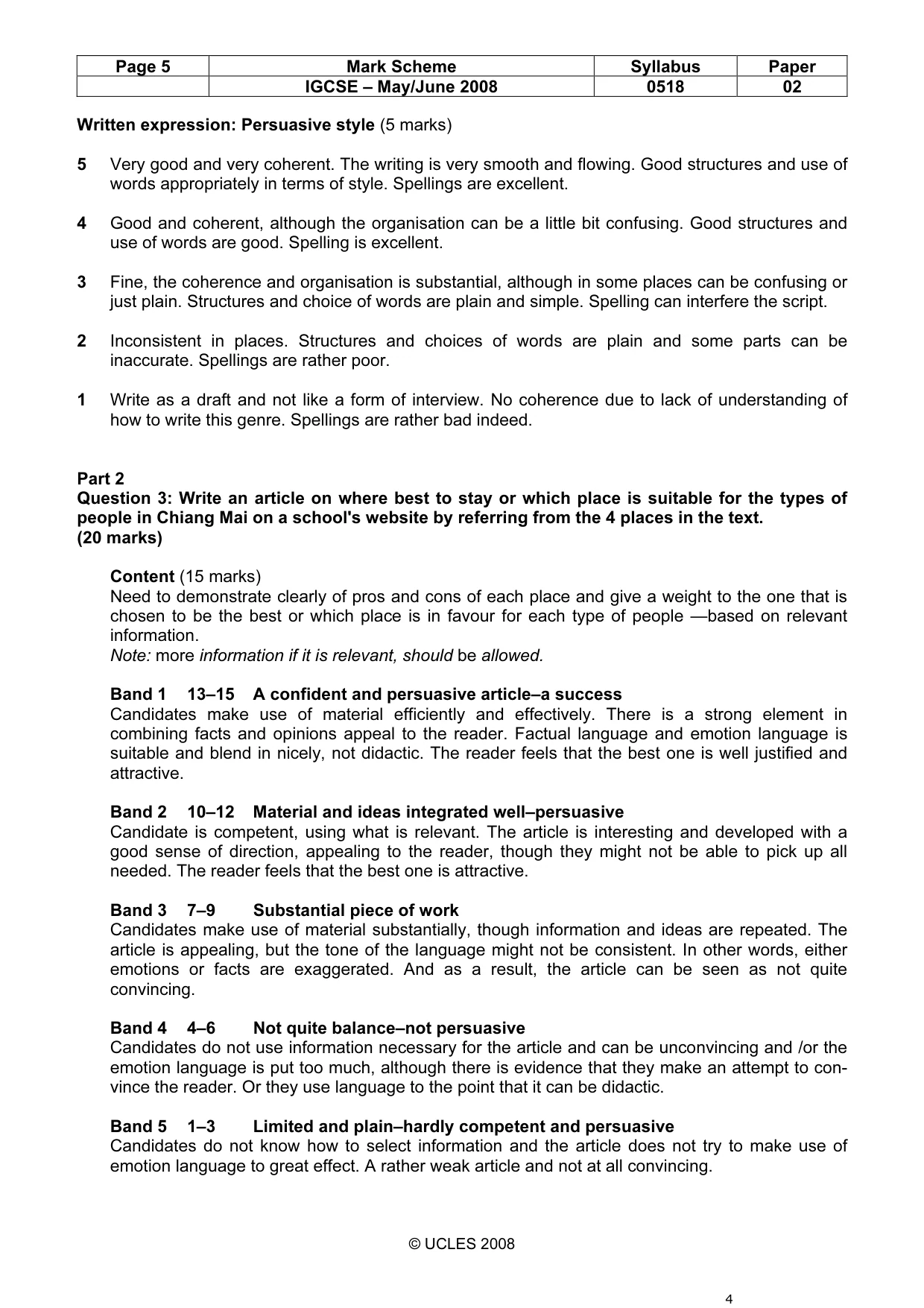 Mark scheme, page 5 of 6