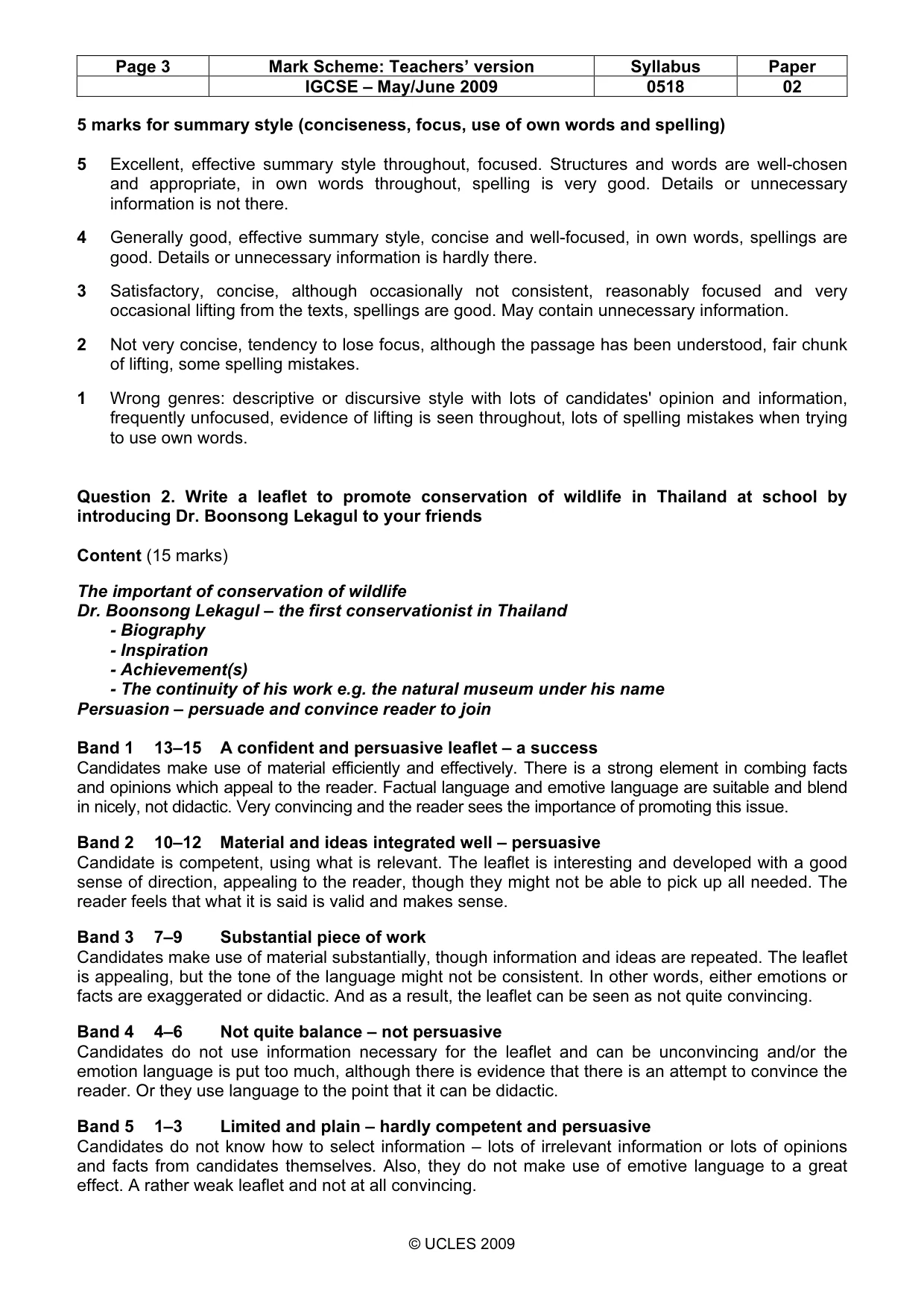Mark scheme, page 3 of 6