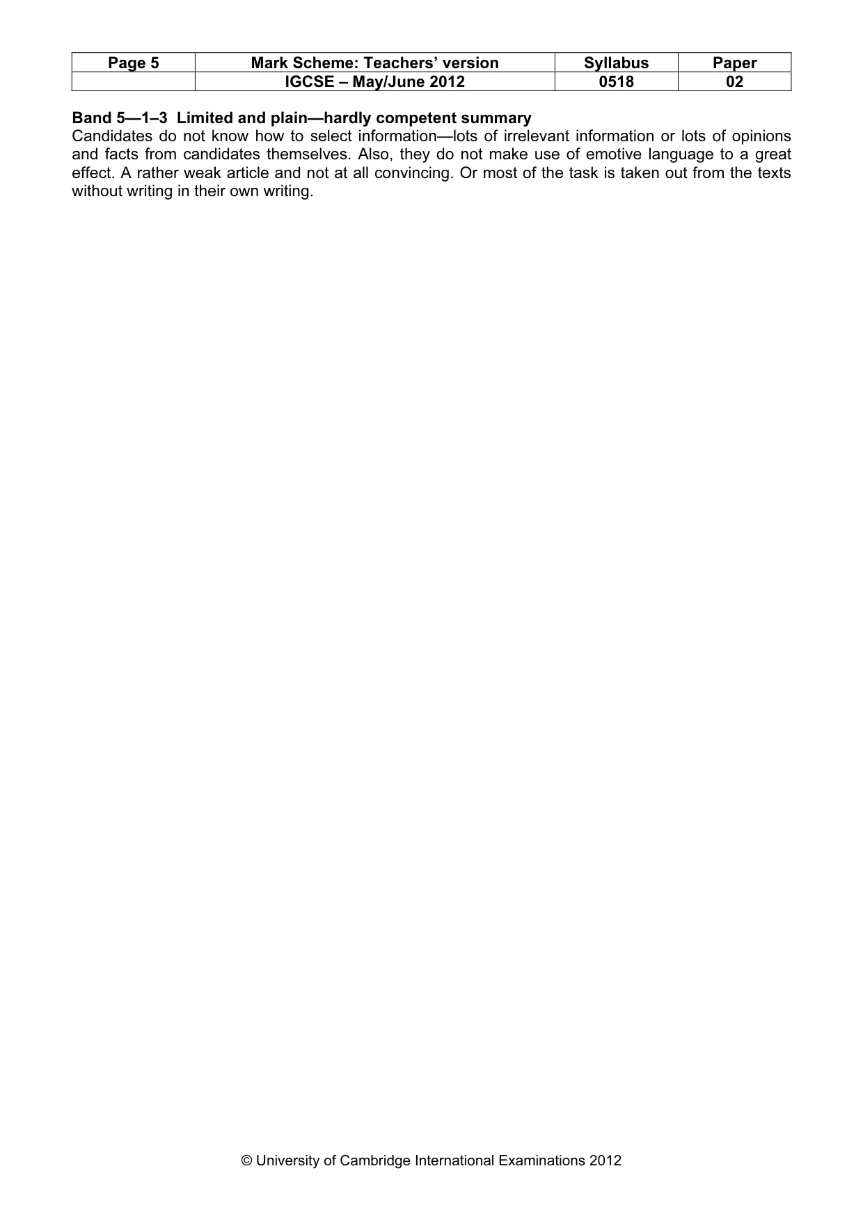 Mark scheme, page 5 of 10