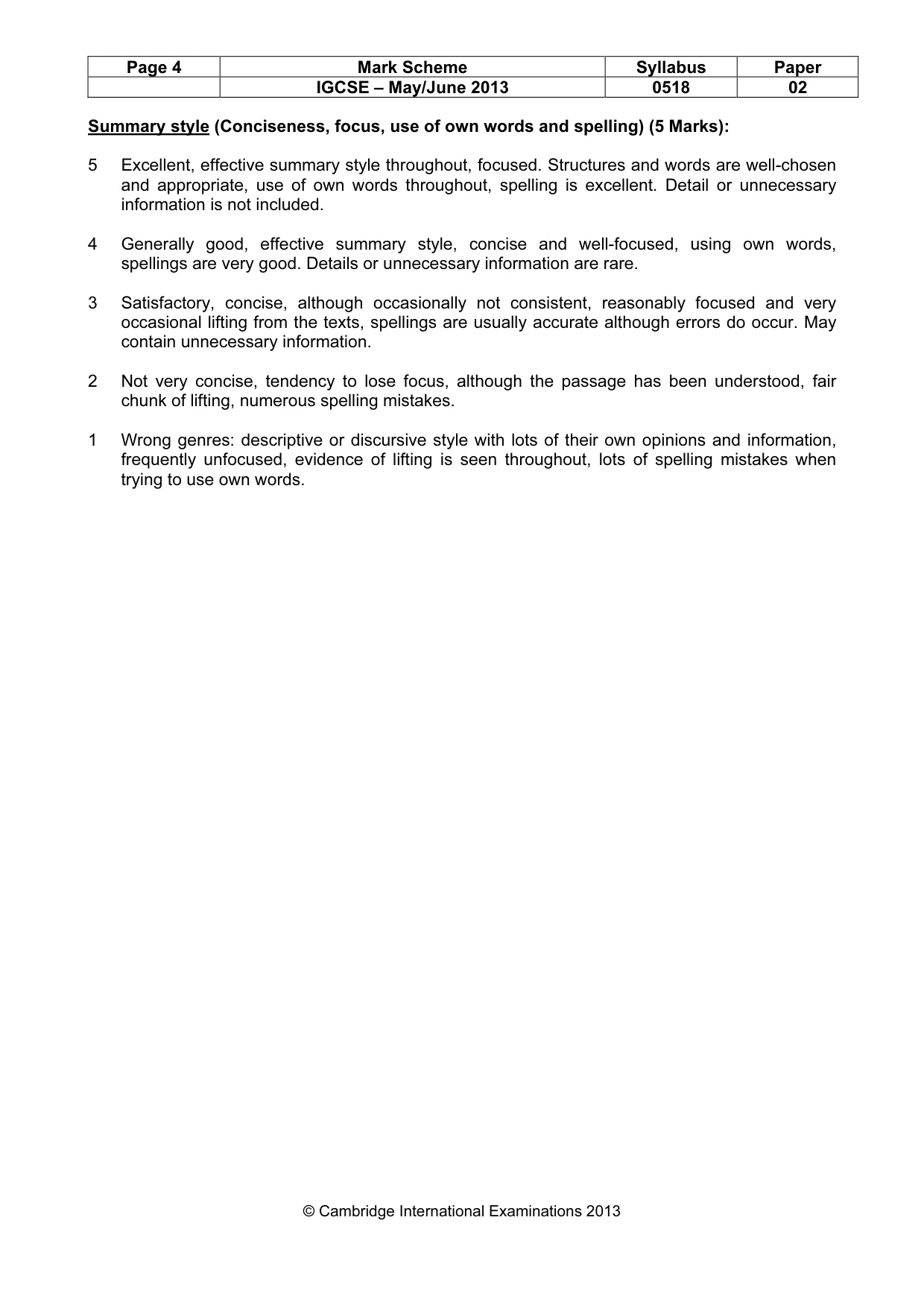 Mark scheme, page 4 of 8