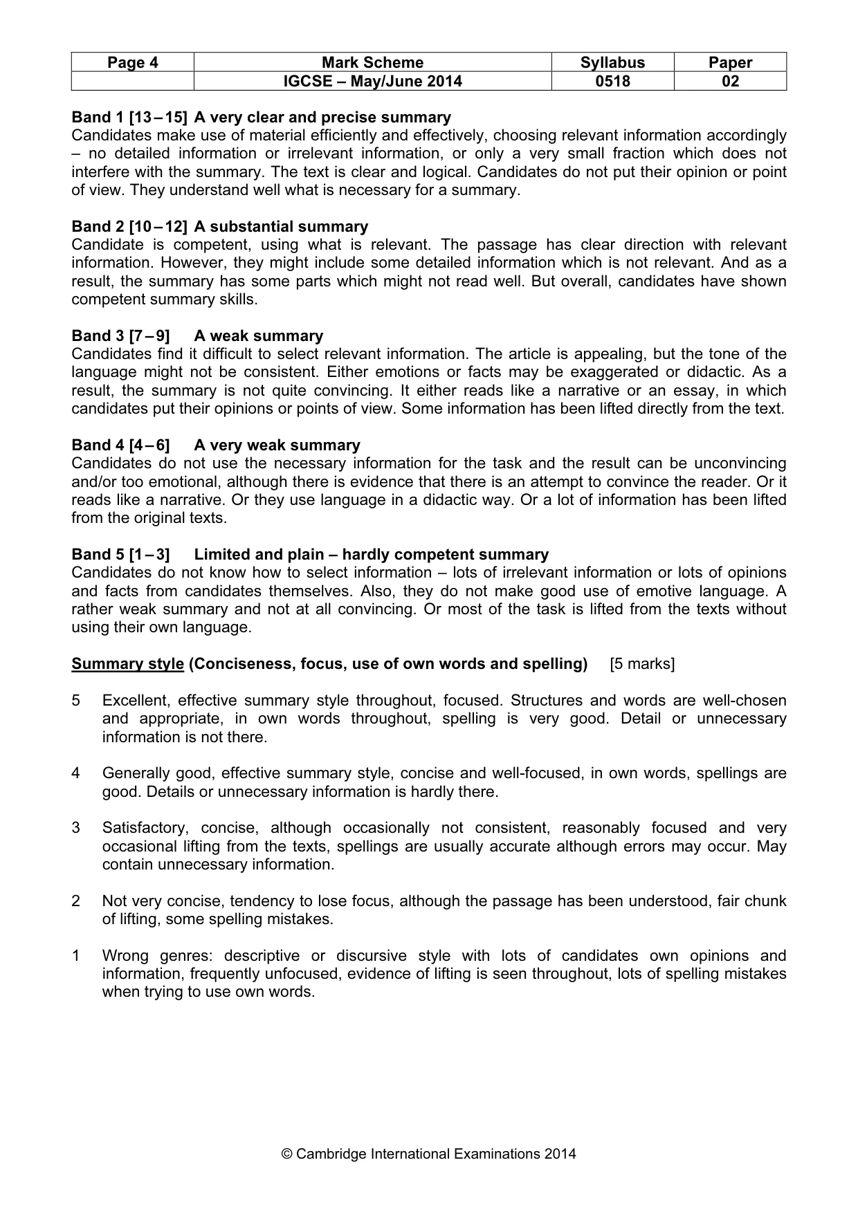 Mark scheme, page 4 of 8
