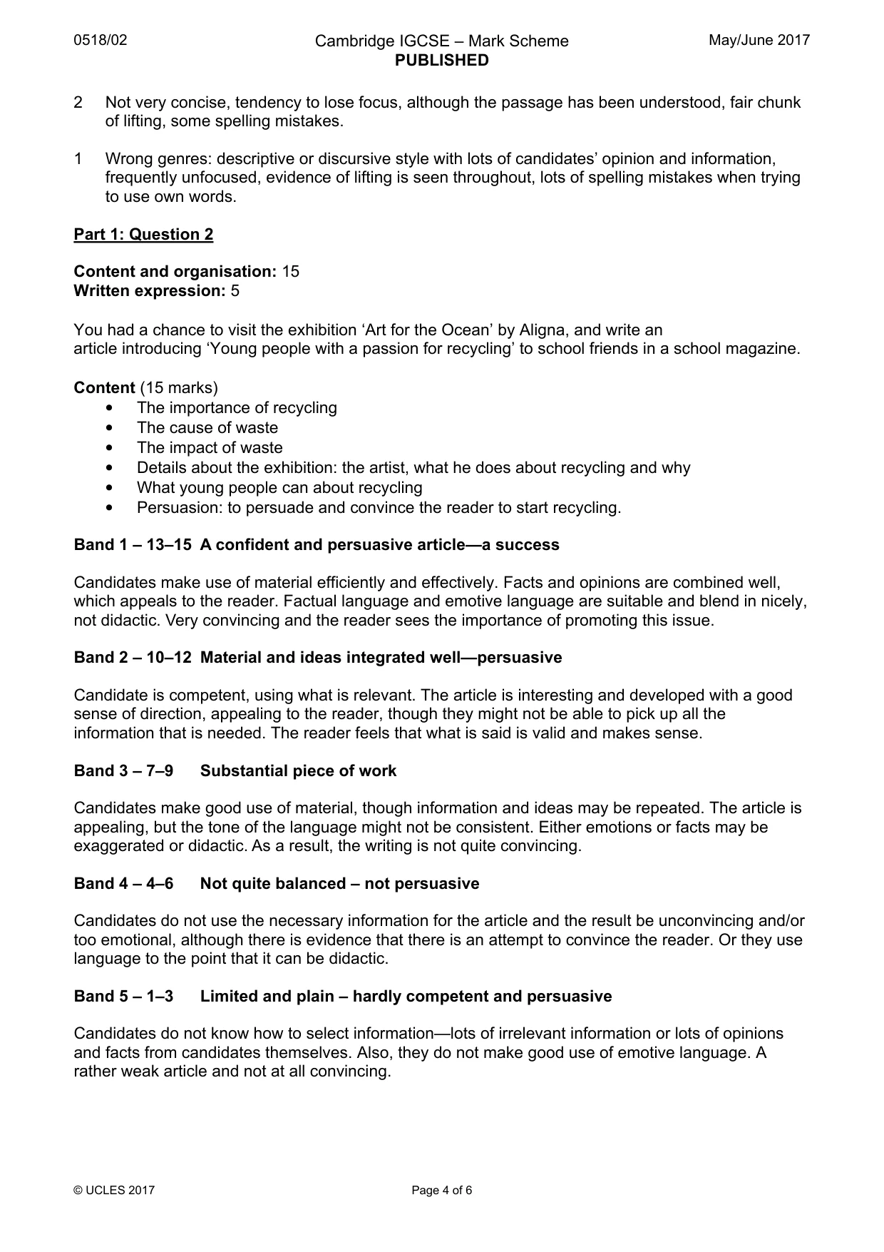 Mark scheme, page 4 of 6