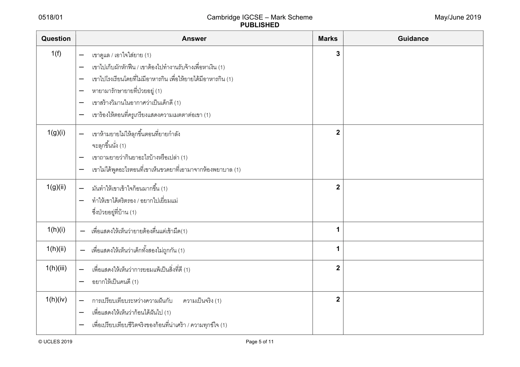 Mark scheme, page 5 of 11
