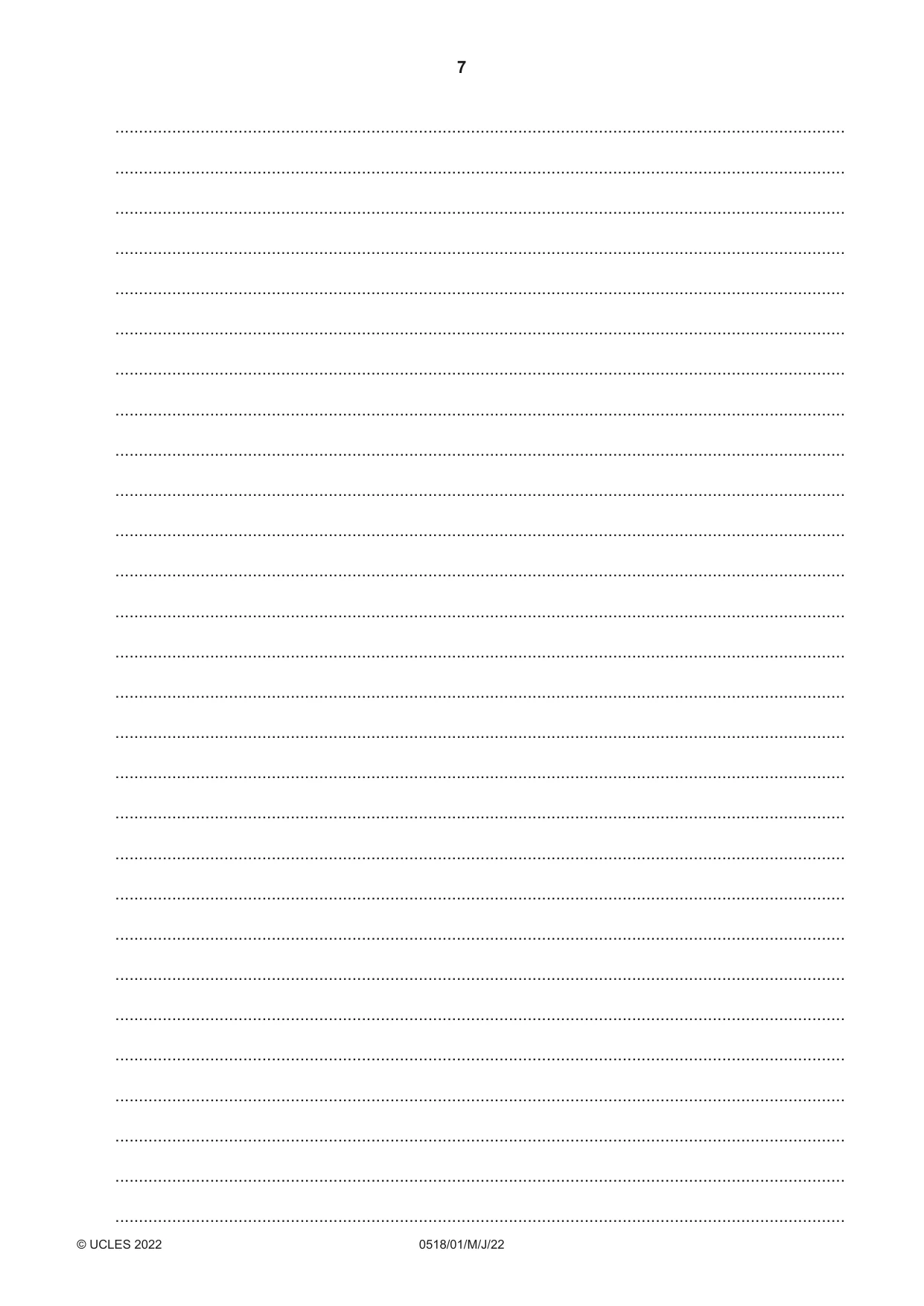 Cambridge IGCSE Thai - First Language 0518 2022 May/June Paper 1 · Variant 0 question paper, page 7 of 8