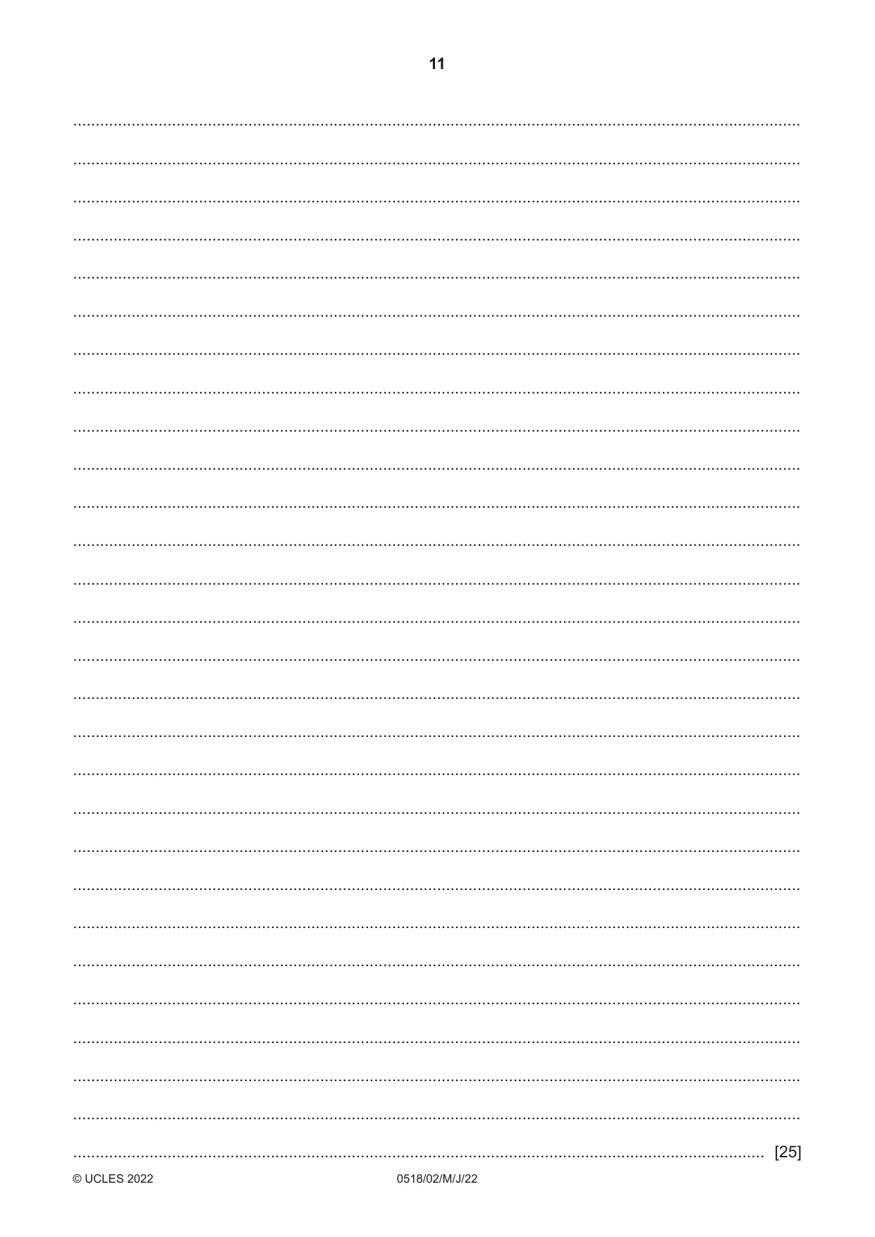 Cambridge IGCSE Thai - First Language 0518 2022 May/June Paper 2 · Variant 0 question paper, page 11 of 12