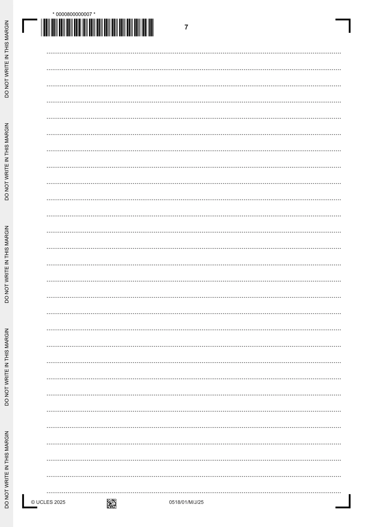Cambridge IGCSE Thai - First Language 0518 2025 May/June Paper 1 · Variant 0 question paper, page 7 of 8